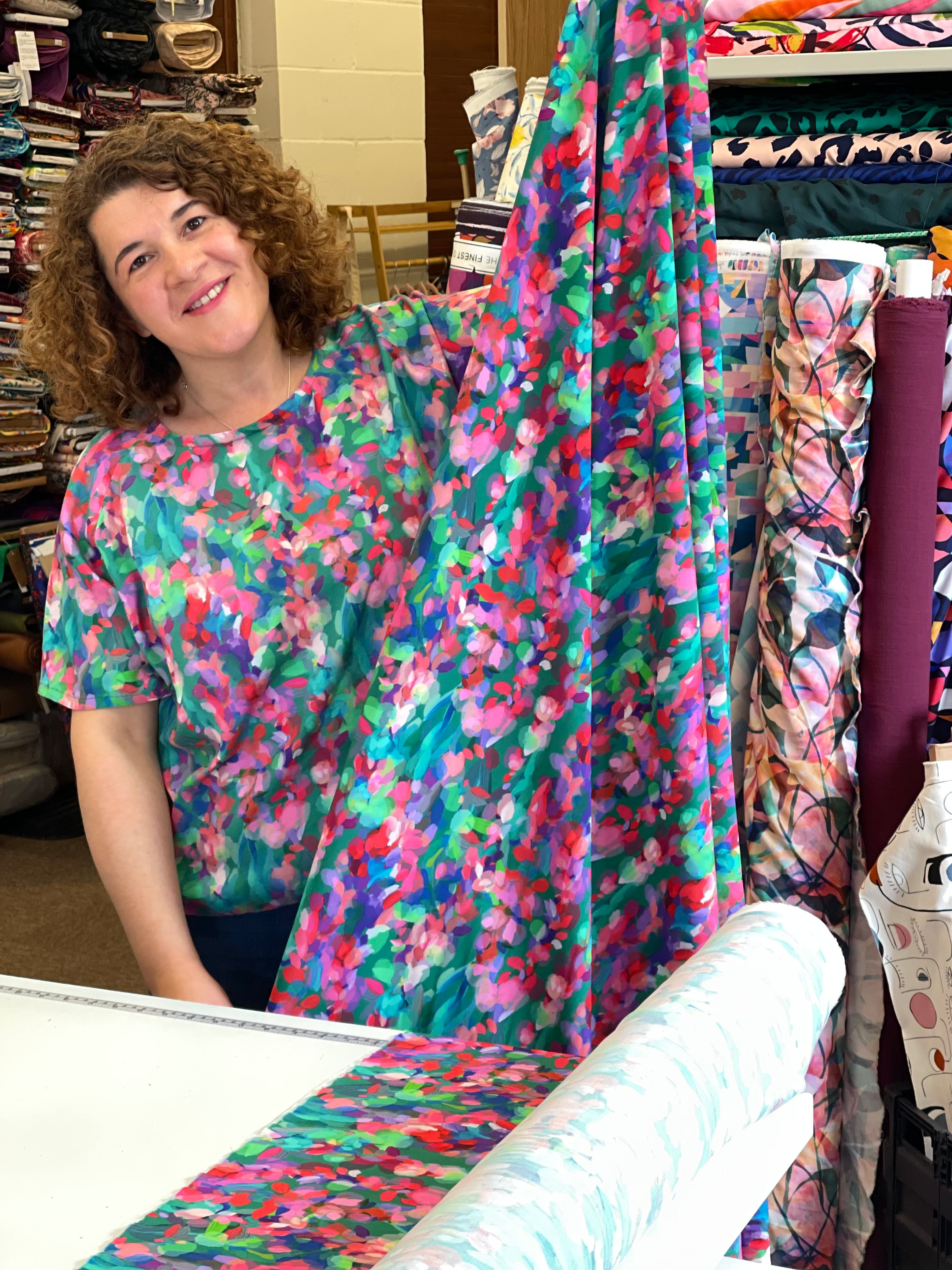 Summer Party - Lupine Petals Green ECOVERO™ Viscose
