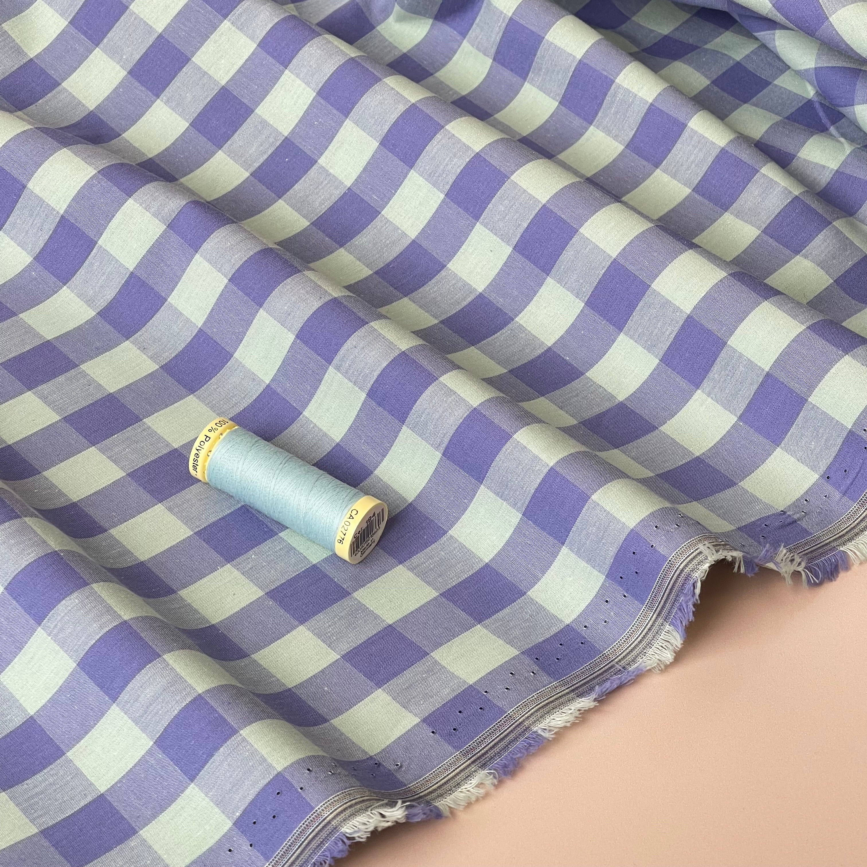 Yarn Dyed Purple & Aqua Gingham Cotton Fabric