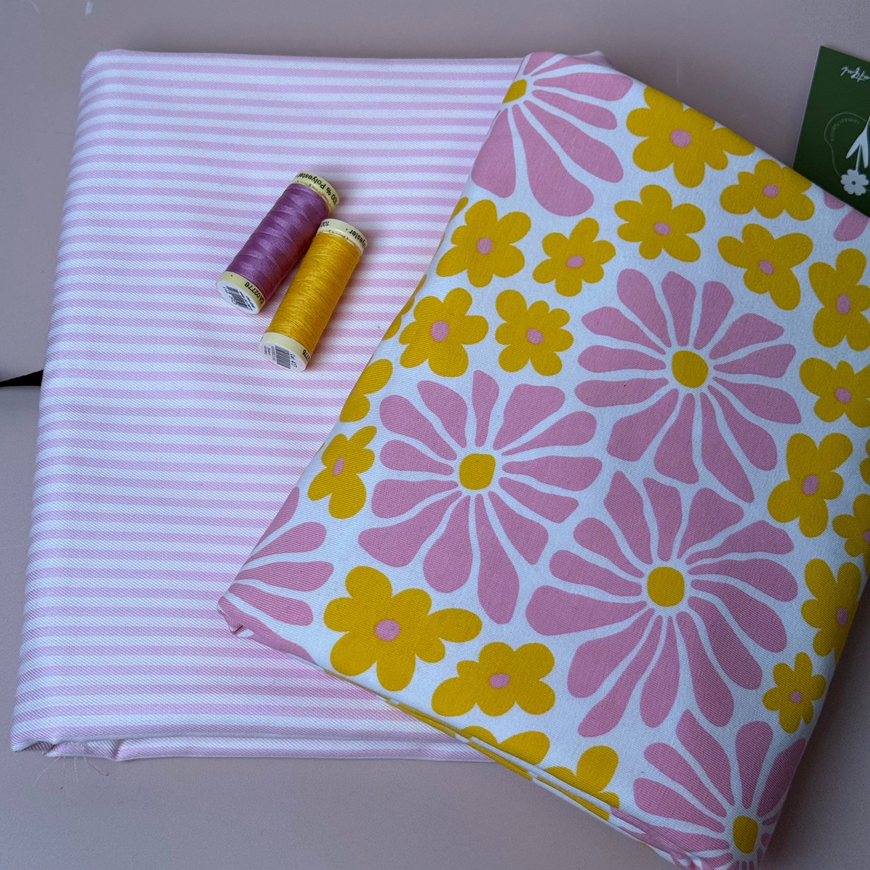Limited Edition - Luxury Pyjama Kit with Pink Stripe Cotton and Flower Jersey