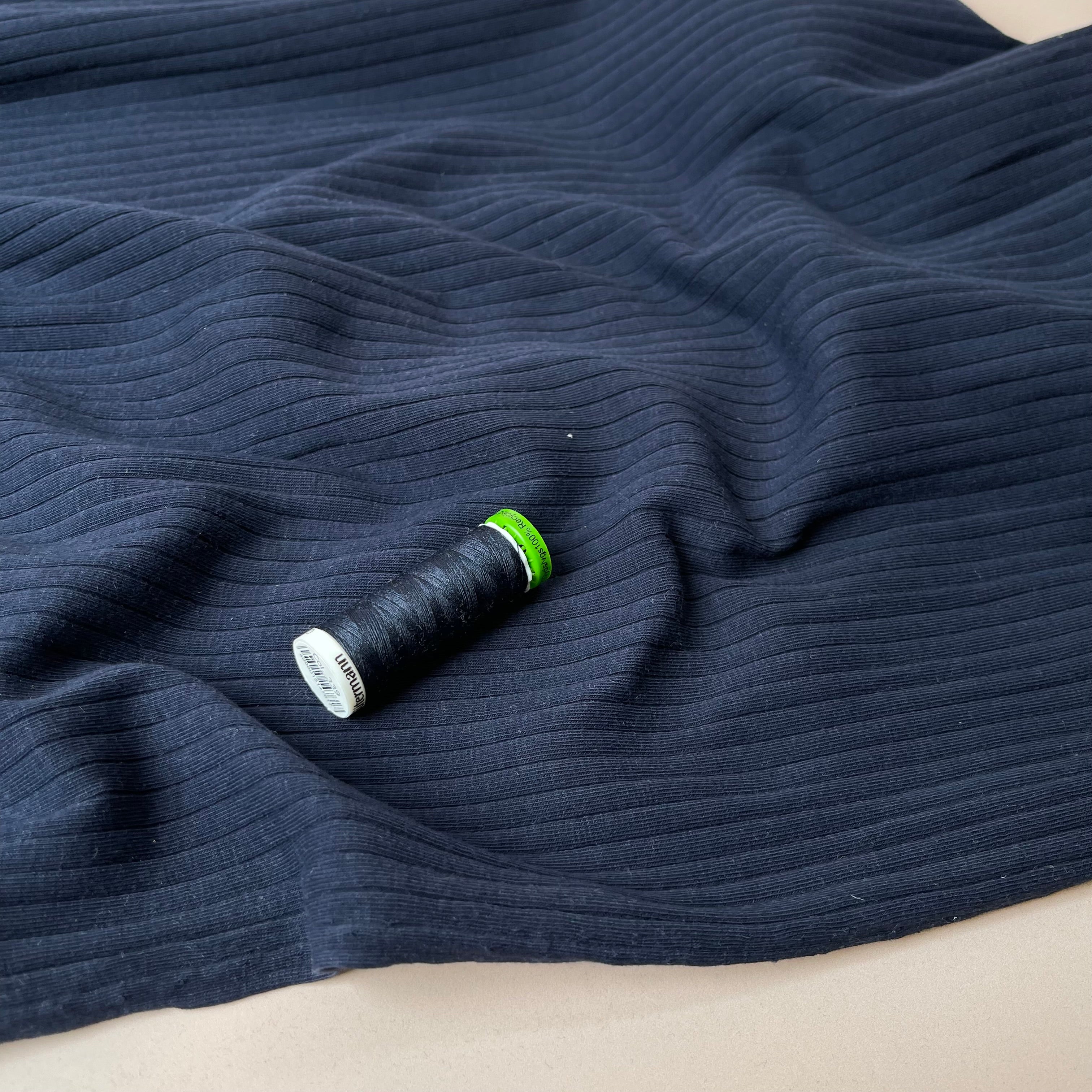 Navy Cotton Ribbed Jersey