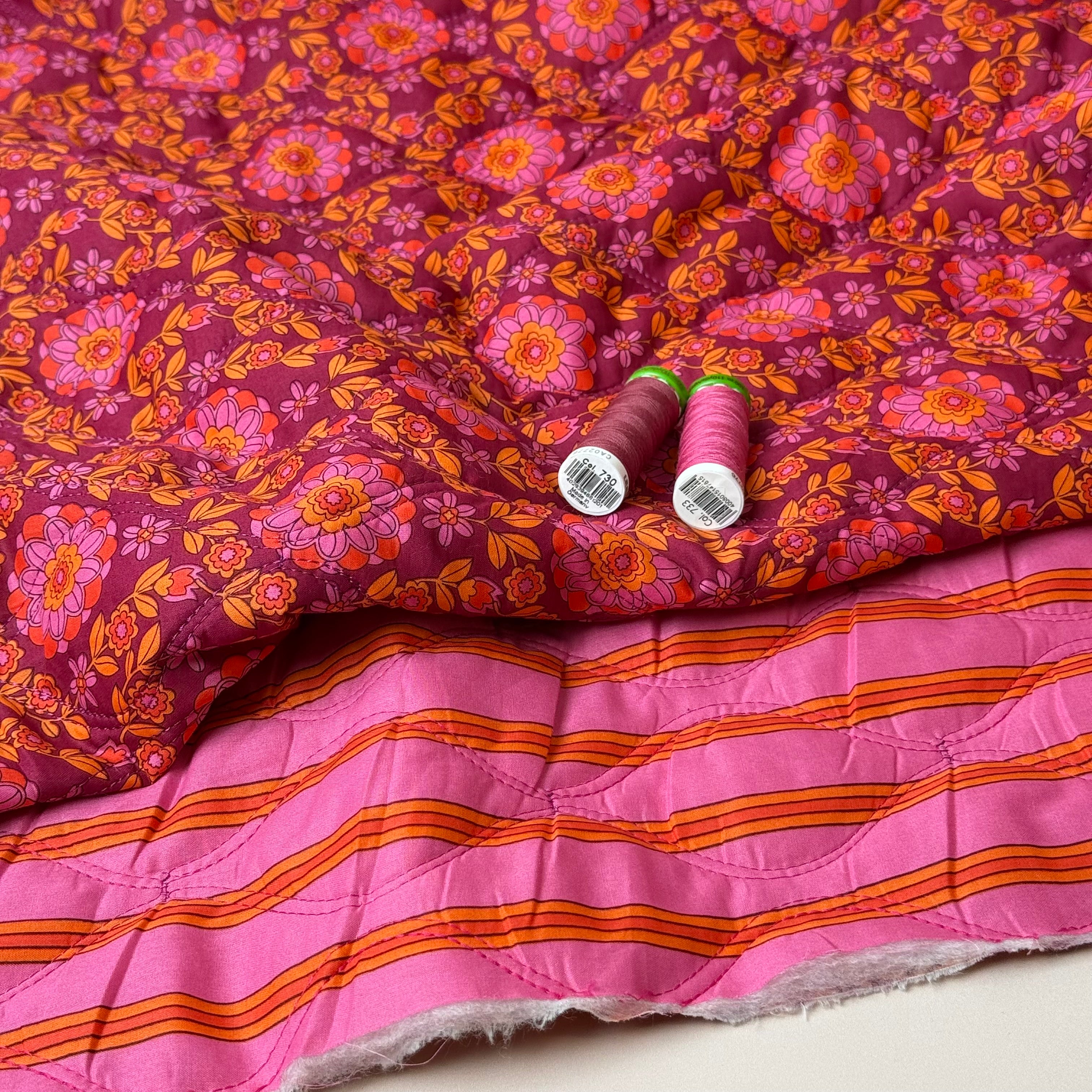 Kaleidoscope Flower Sangria Quilted Cotton Fabric
