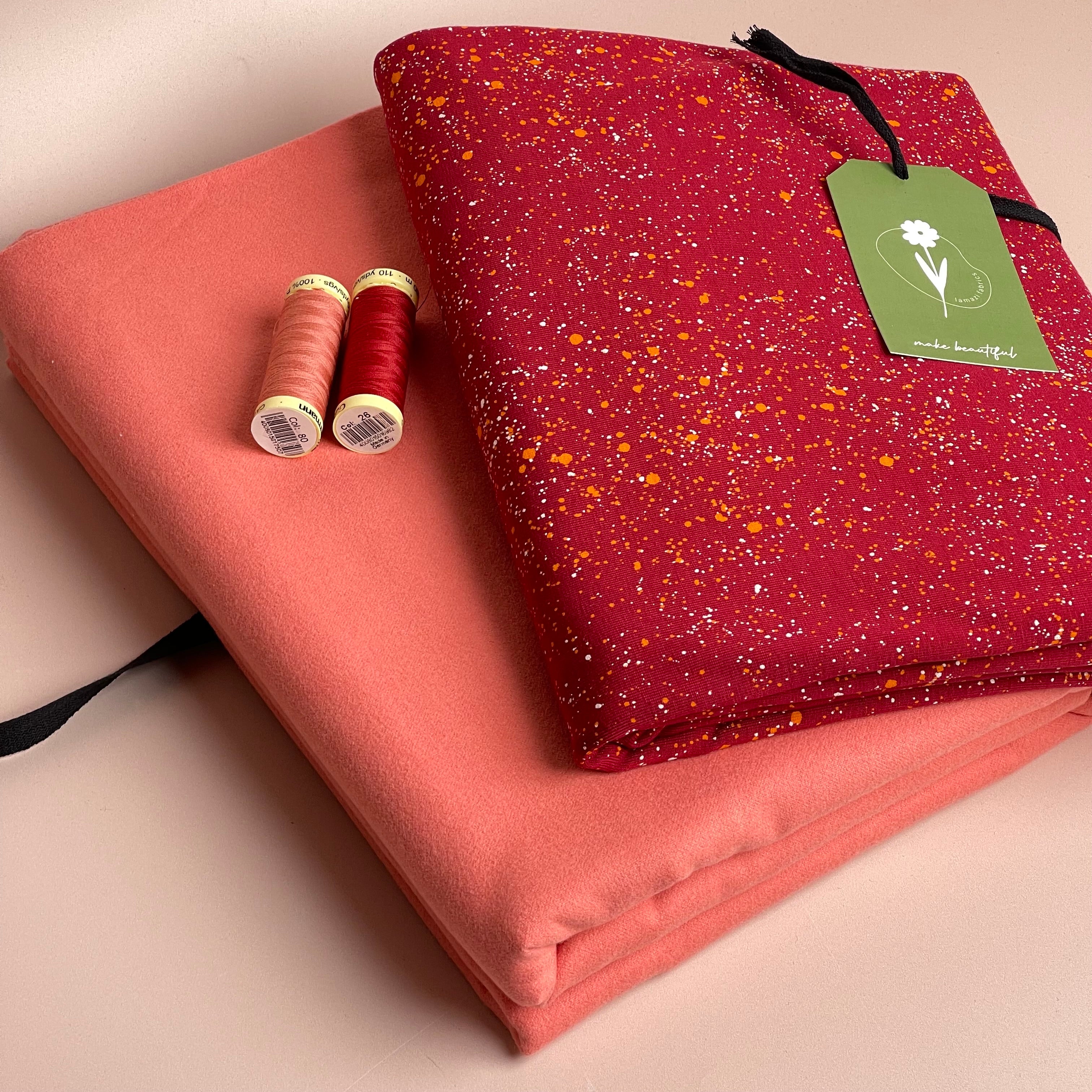 Limited Edition - Luxury Pyjama Kit with Printed Cotton Jersey and Pink Clay Flannel