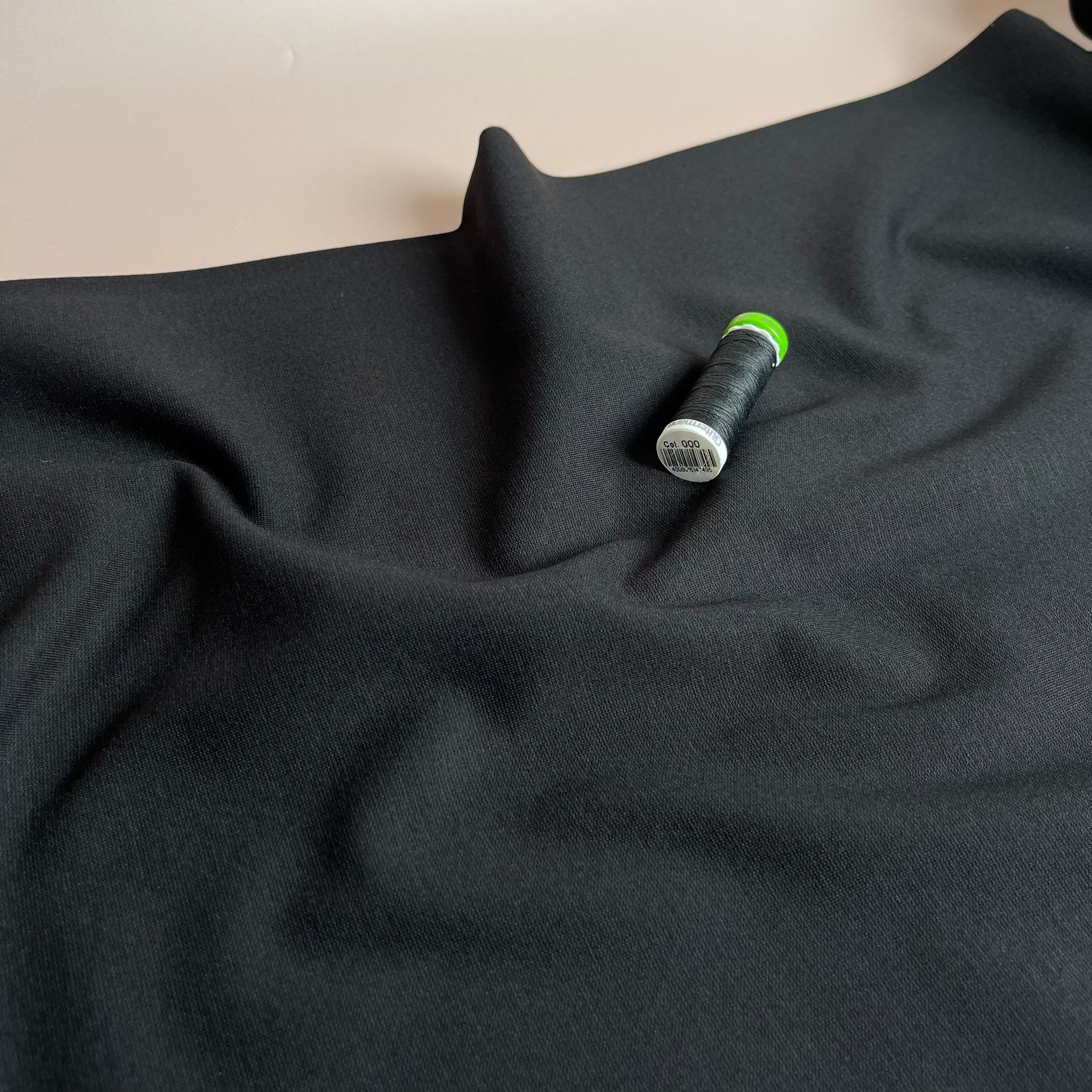 Brushed Viscose Ponte Roma Double Knit Fabric in Black