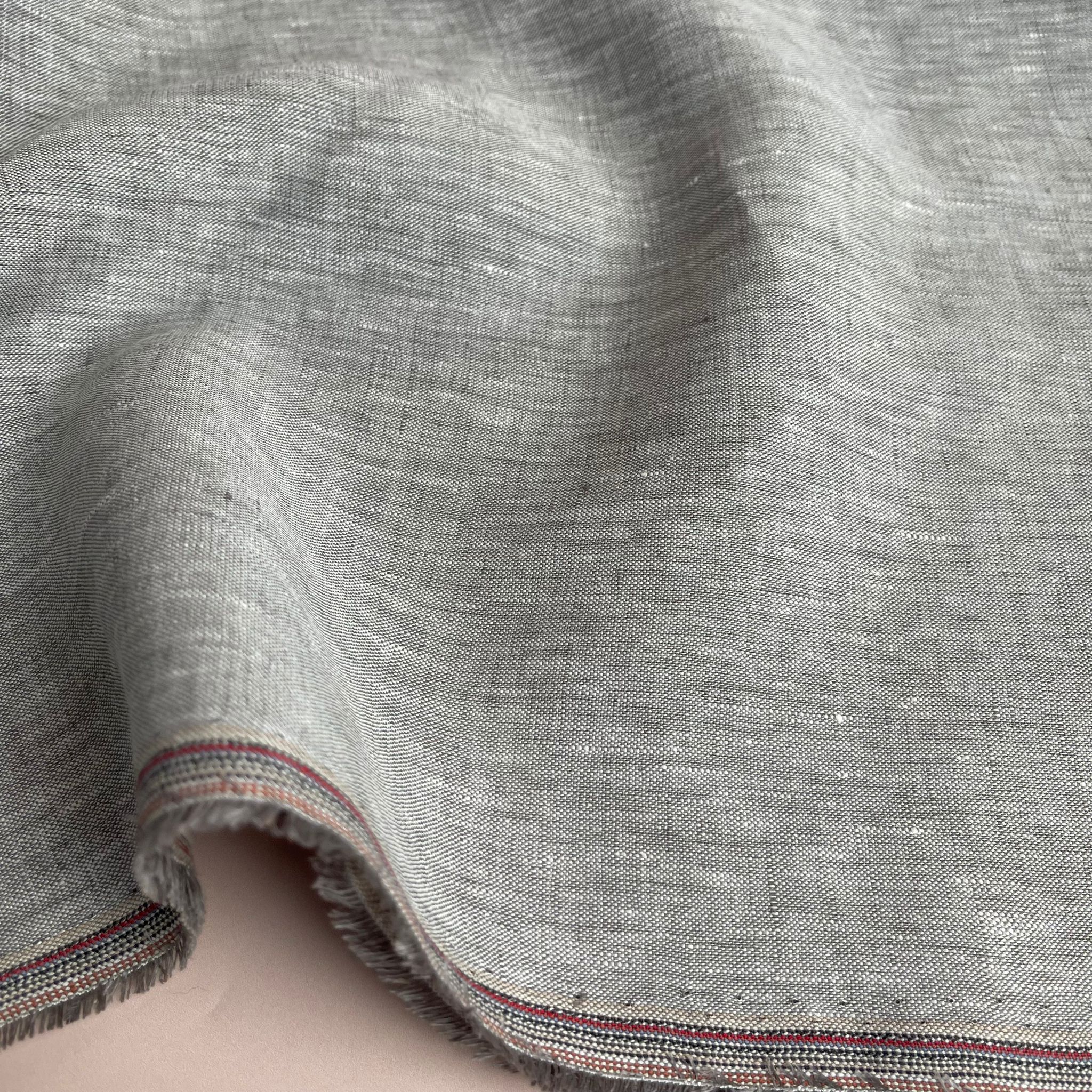 Silver Grey Yarn Dyed Pure Linen Fabric