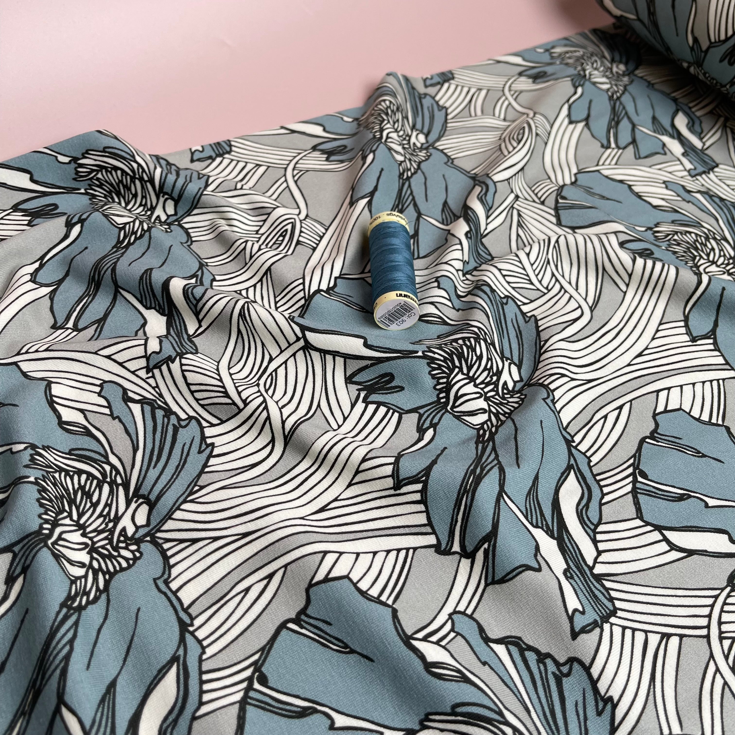 Danish Design - Bold Linear Flower Cotton Jersey