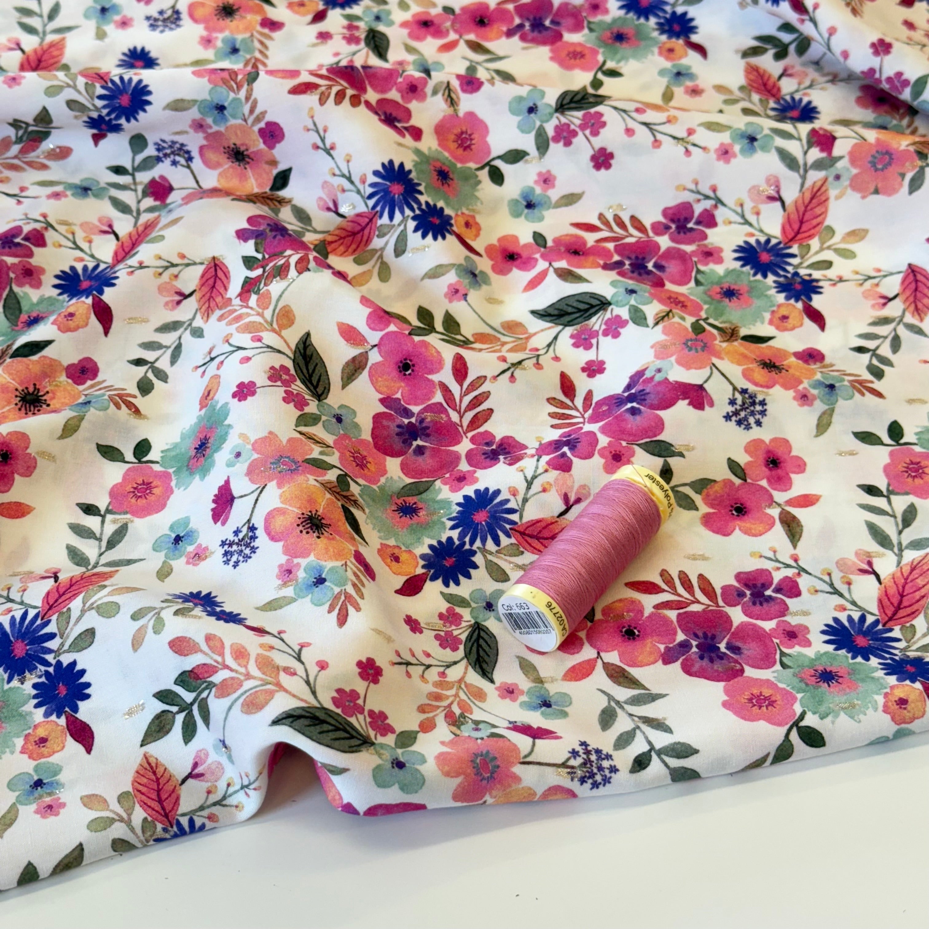 Summer Flowers with Lurex Viscose Fabric