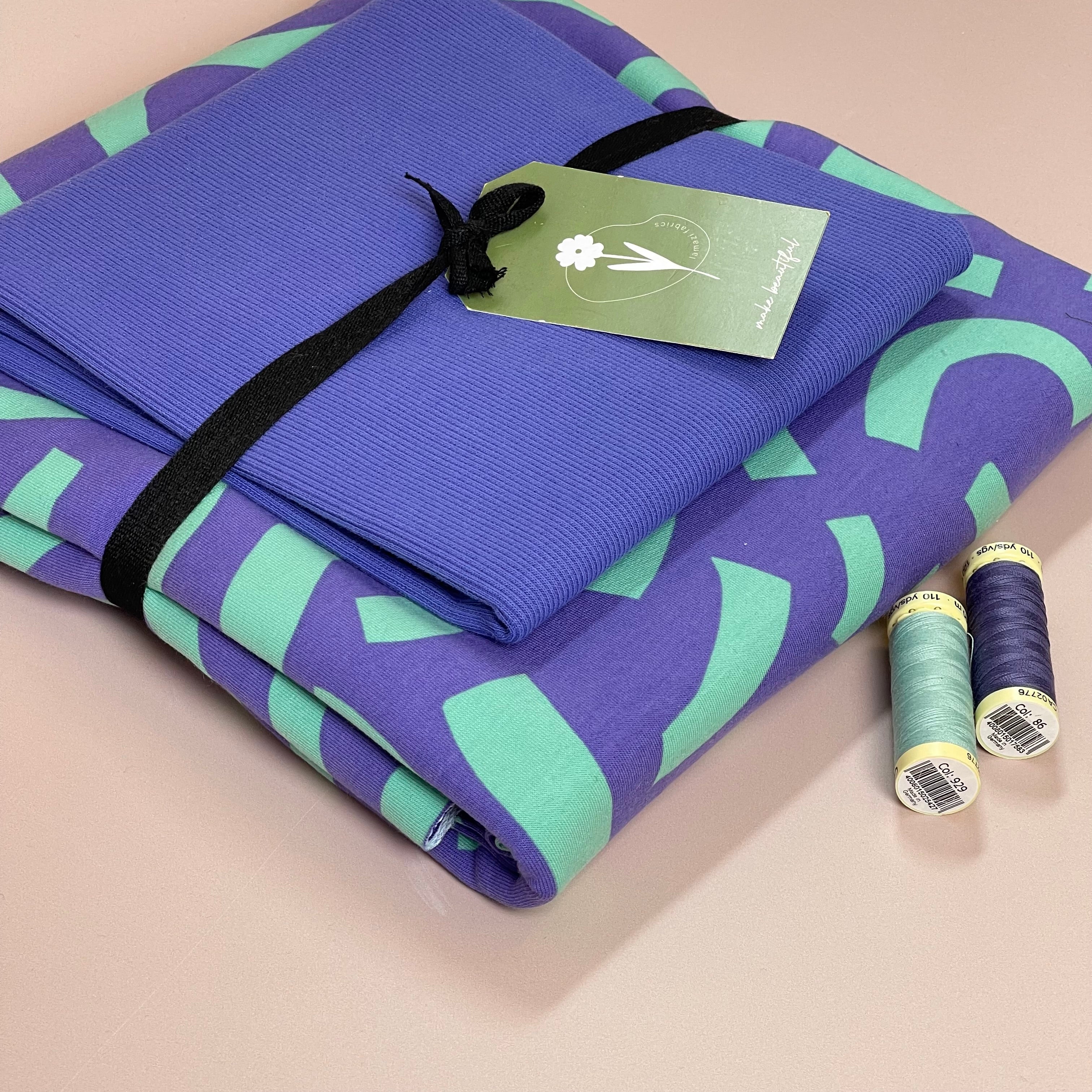 Colour Bundles - Playful Purple Cotton French Terry and Ribbing Mo