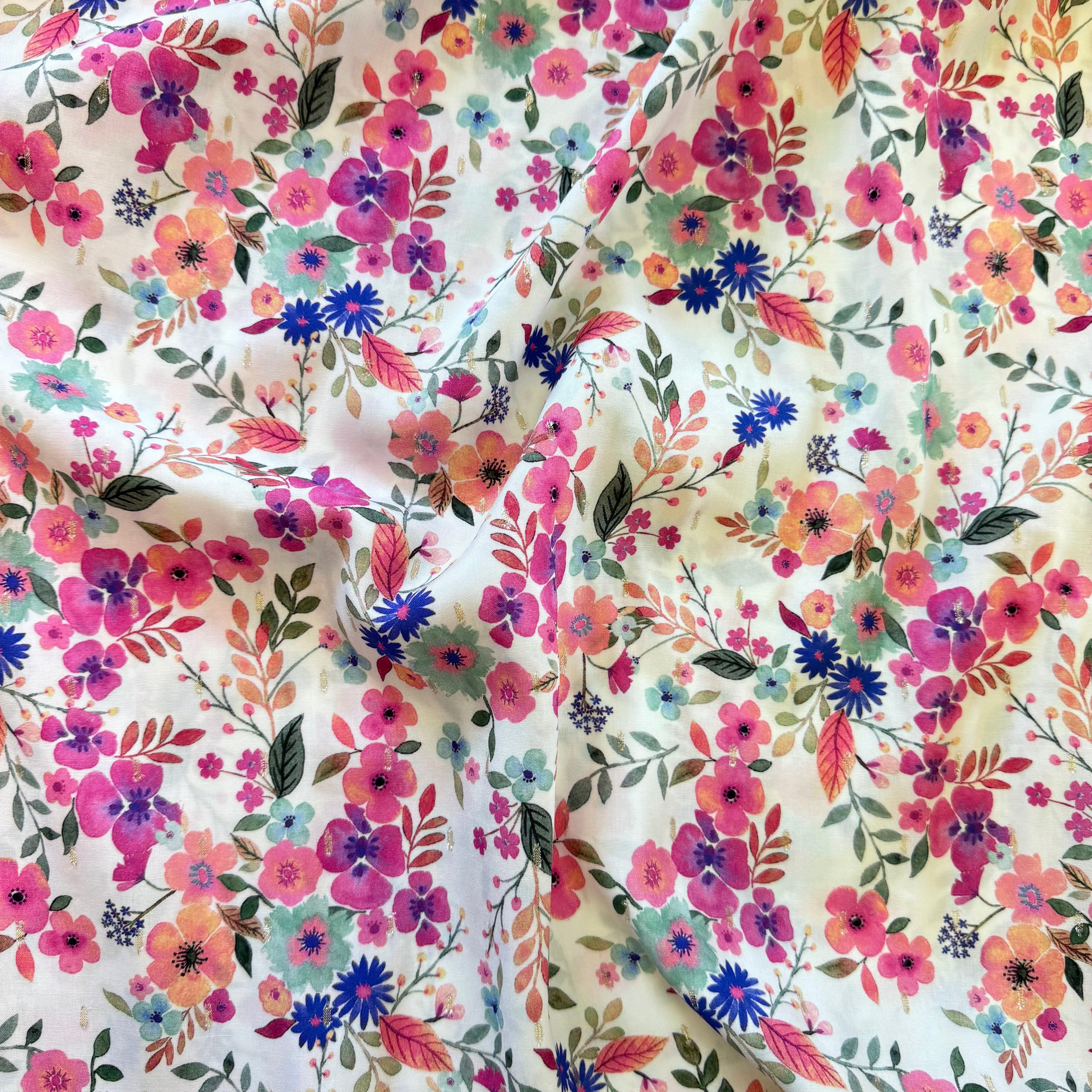 Summer Flowers with Lurex Viscose Fabric