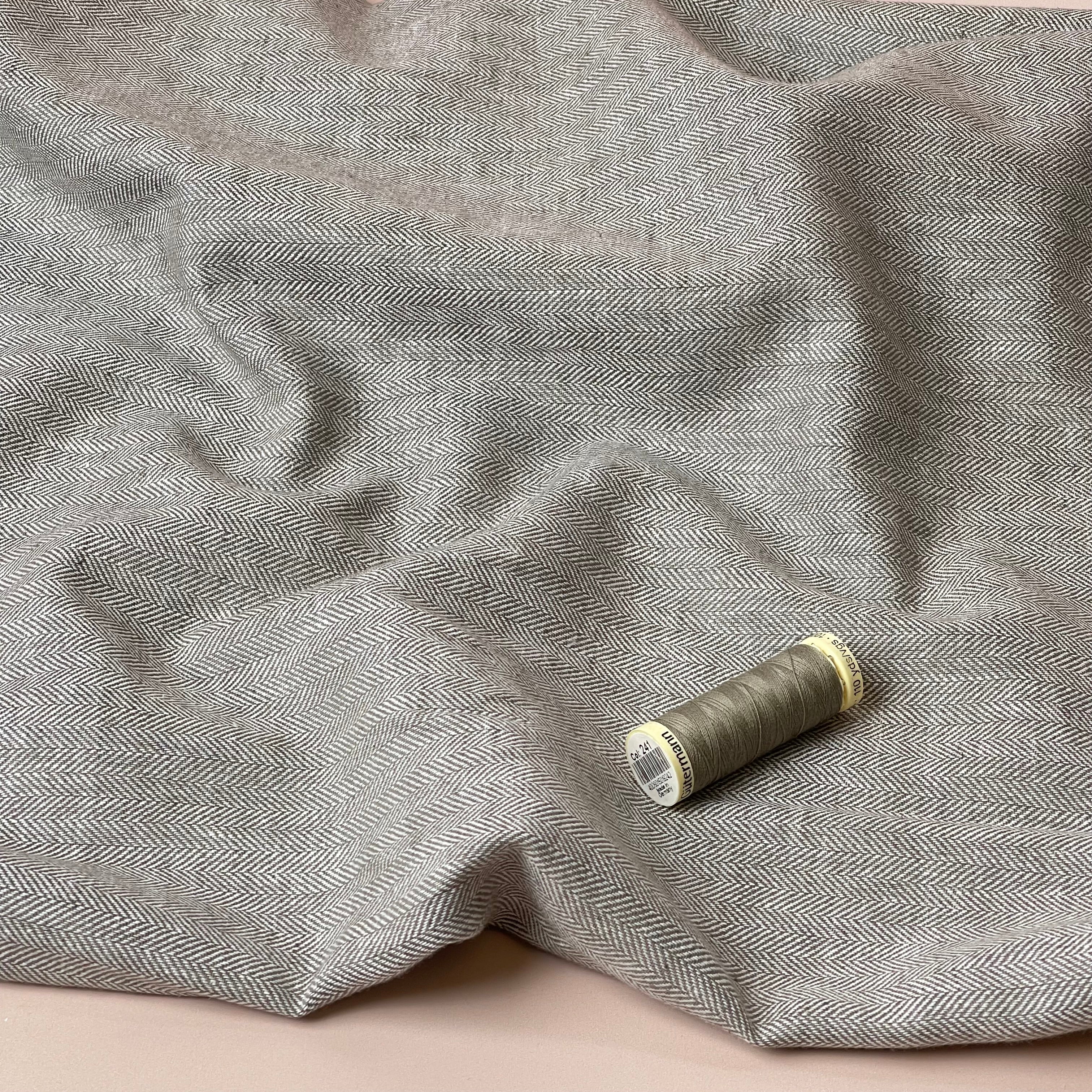 Chevron in Desert Taupe Linen Cotton Twill