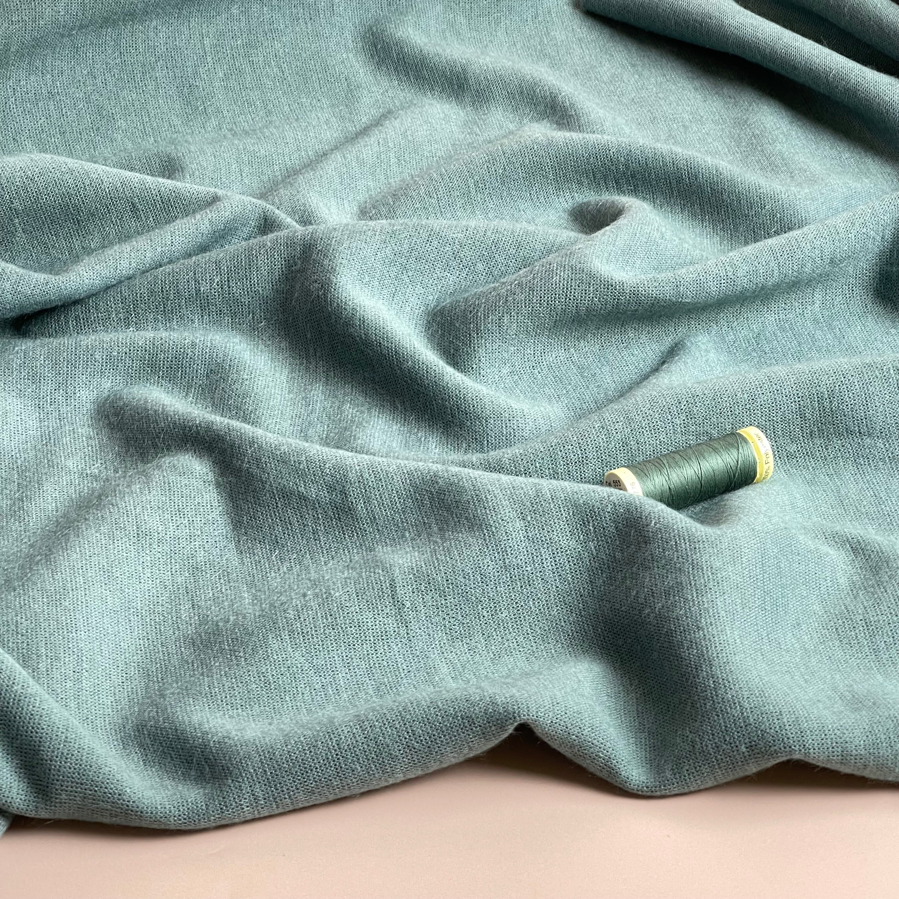 Soft Touch Viscose Blend Sweater Knit in Duck Egg