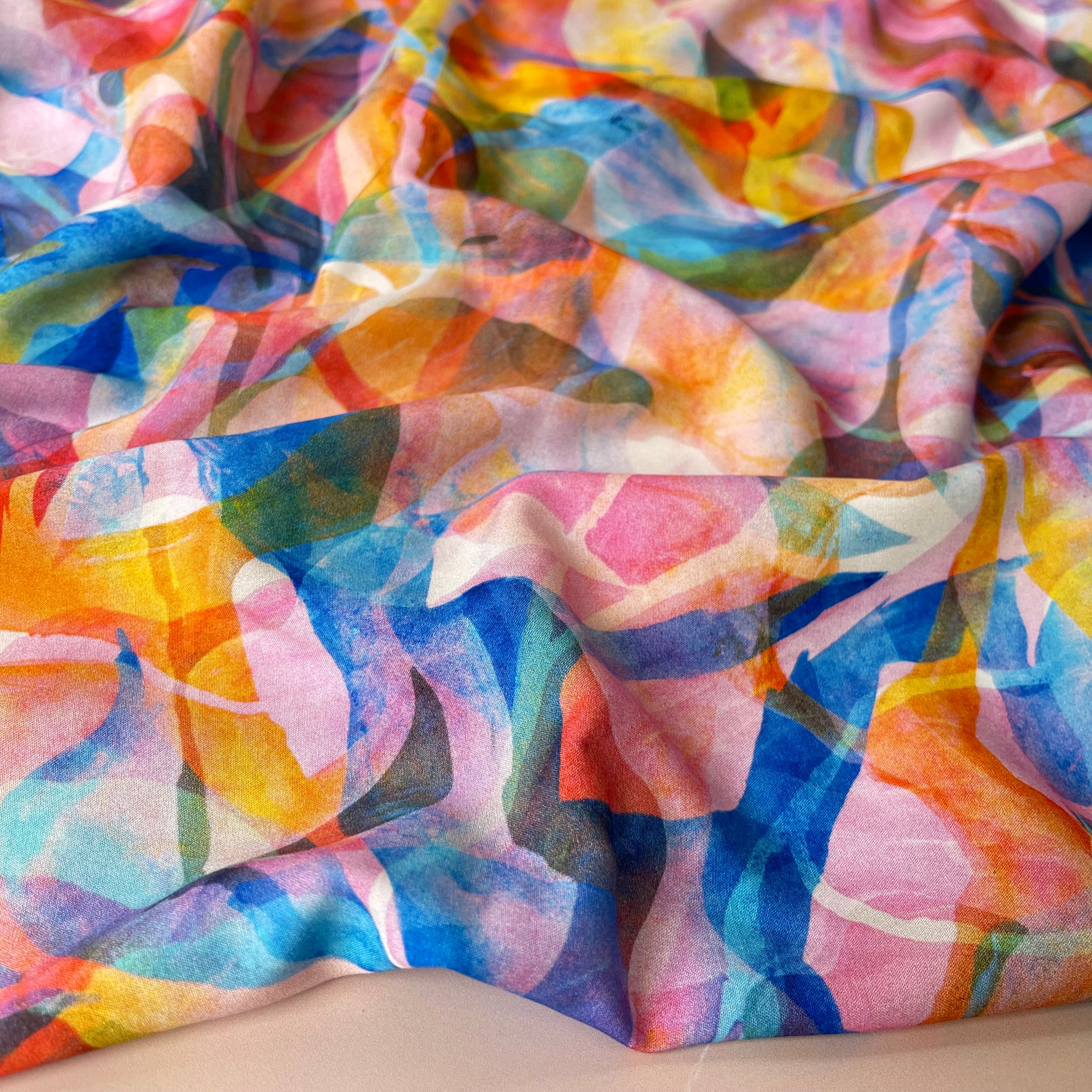 Summer Party - Painted Foliage Sunrise Original Viscose Fabric