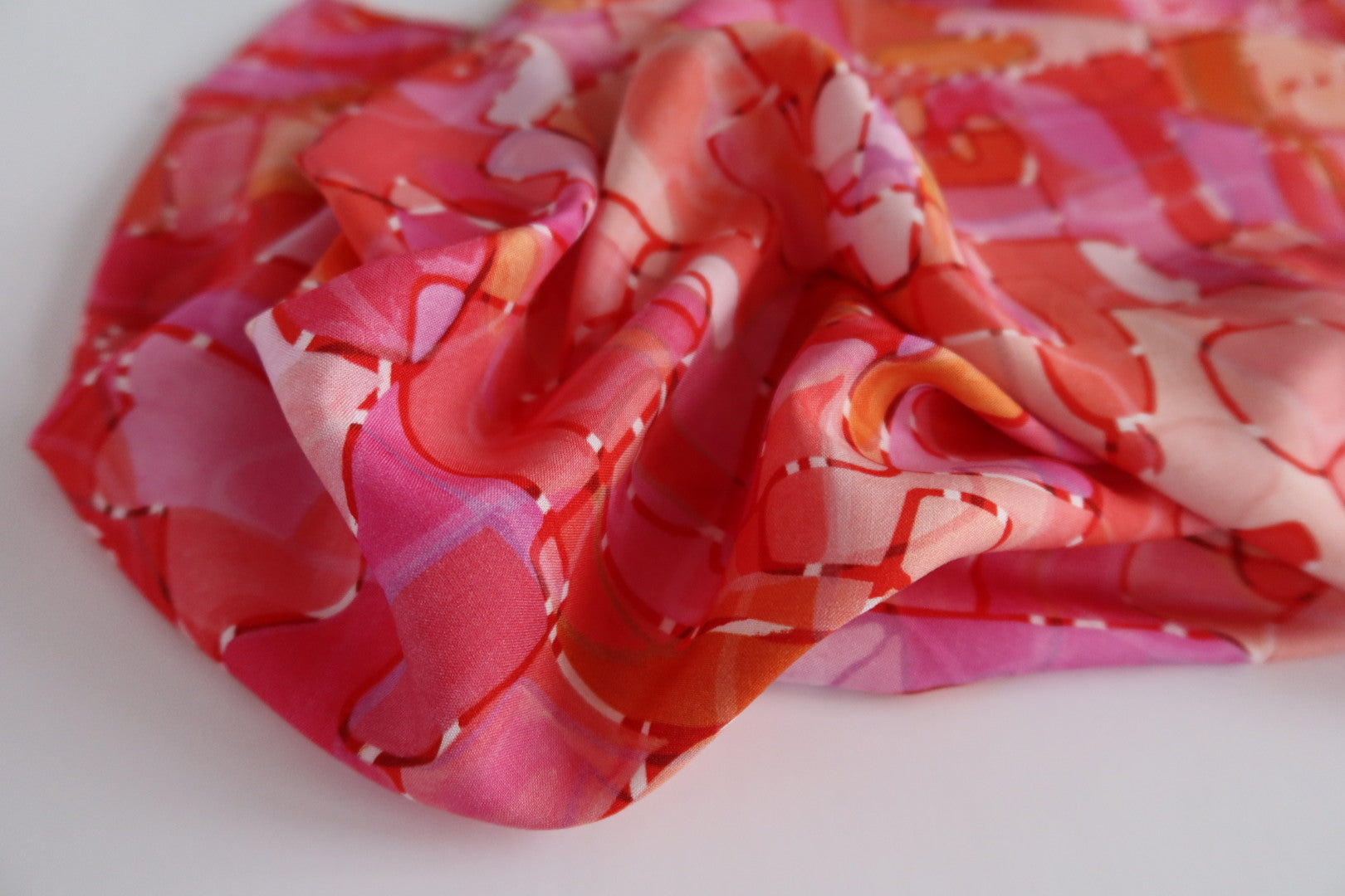 Paint Red from Circle Lines Rayon Fabric