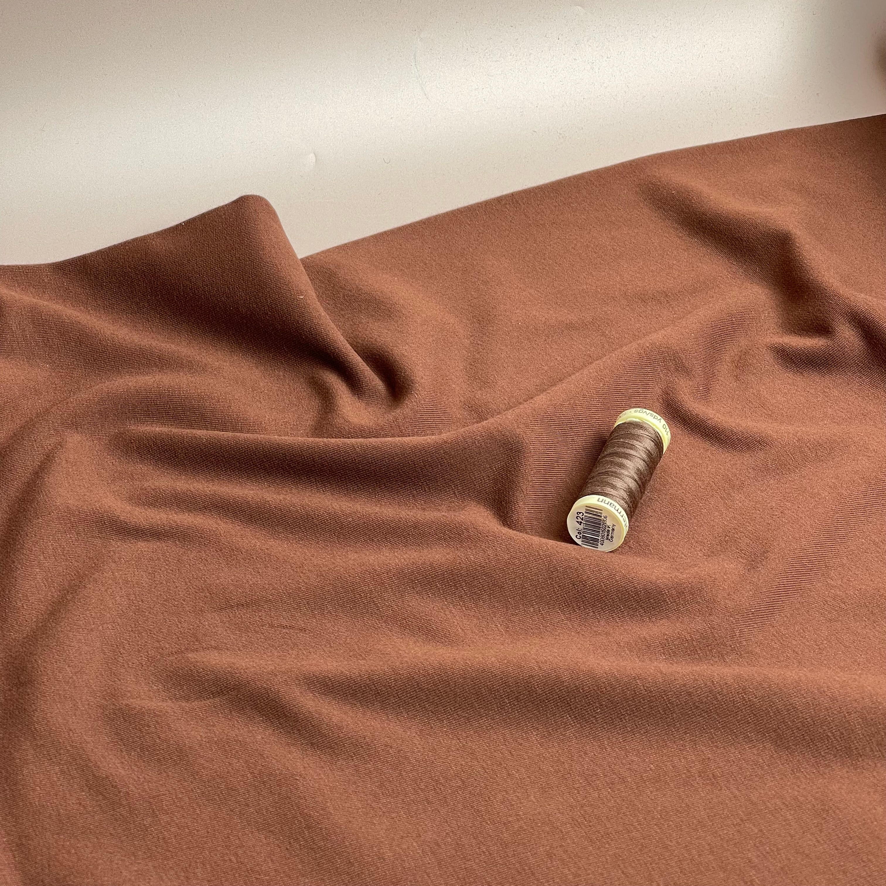 REMNANT 0.47 Metre - Brushed Cotton Sweat-shirting in Brown