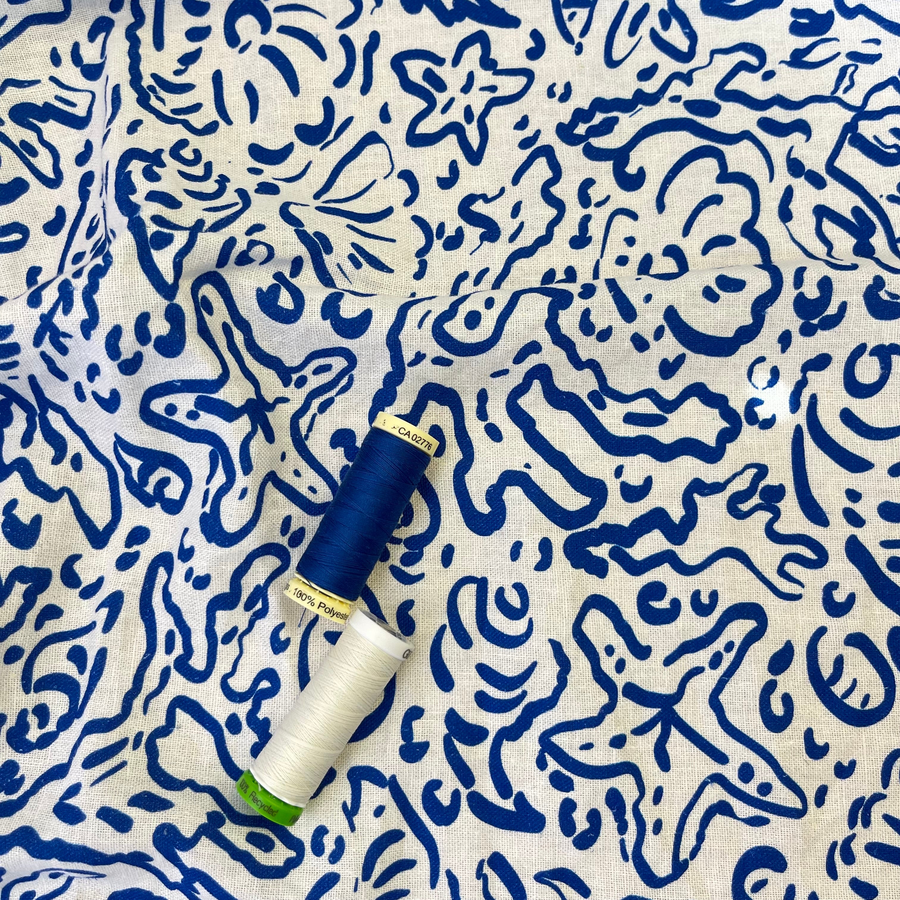 Adventure - Sealife Off-White Linen Viscose Blend Fabric