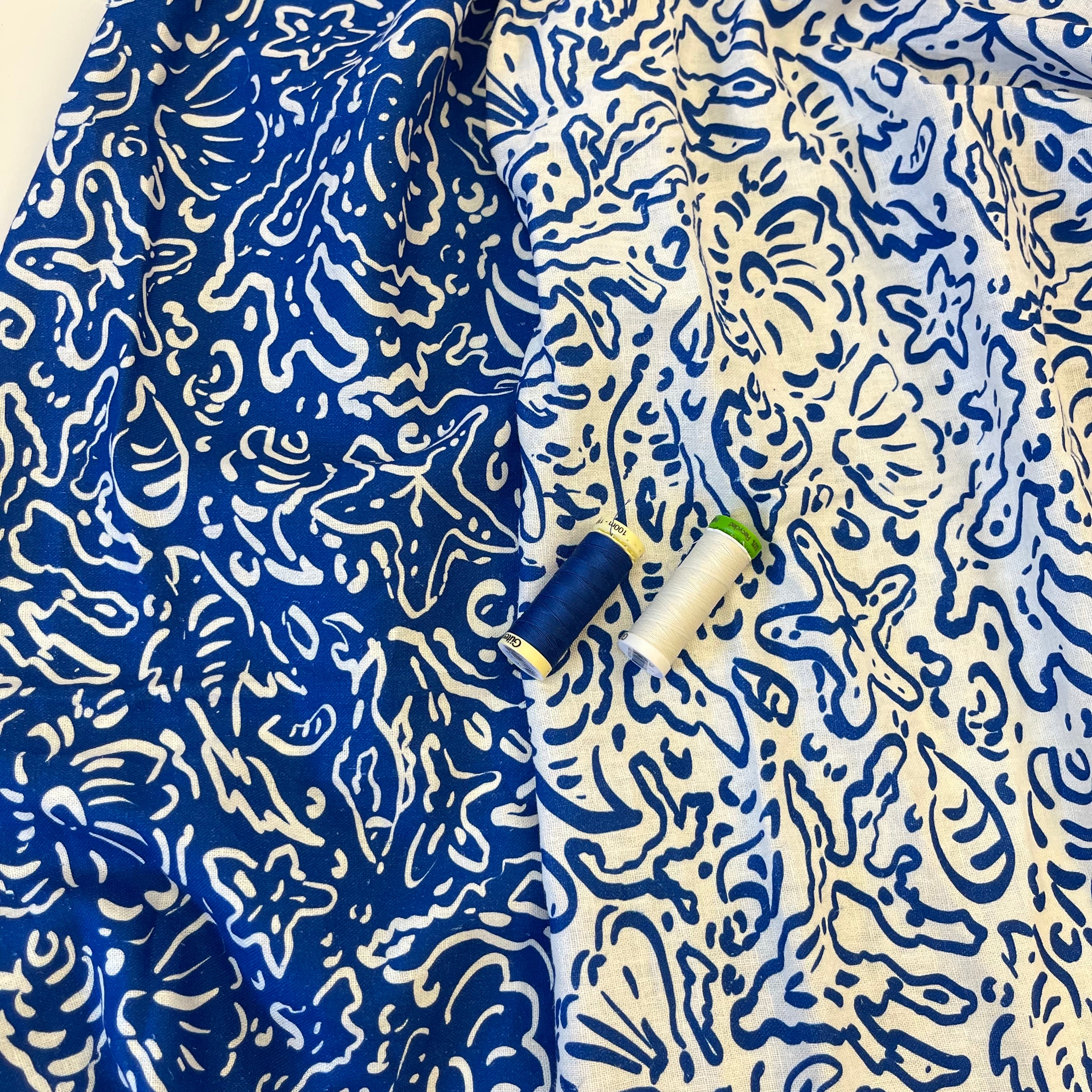 Adventure - Sealife Blue Linen Viscose Blend Fabric