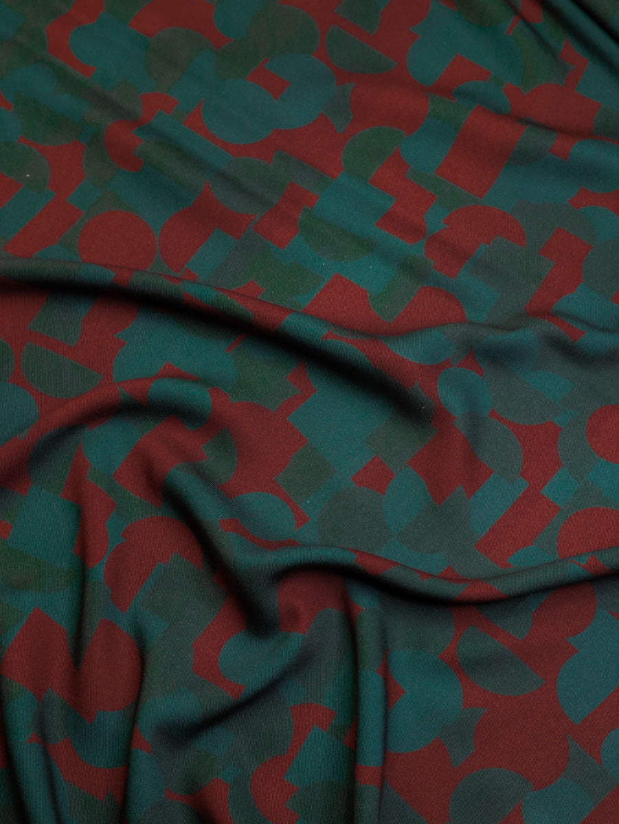 PRE-ORDER - MID SEPTEMBER DELIVERY Mind The MAKER - Geomania Teal Viscose Twill with LENZING™ ECOVERO™ fibres