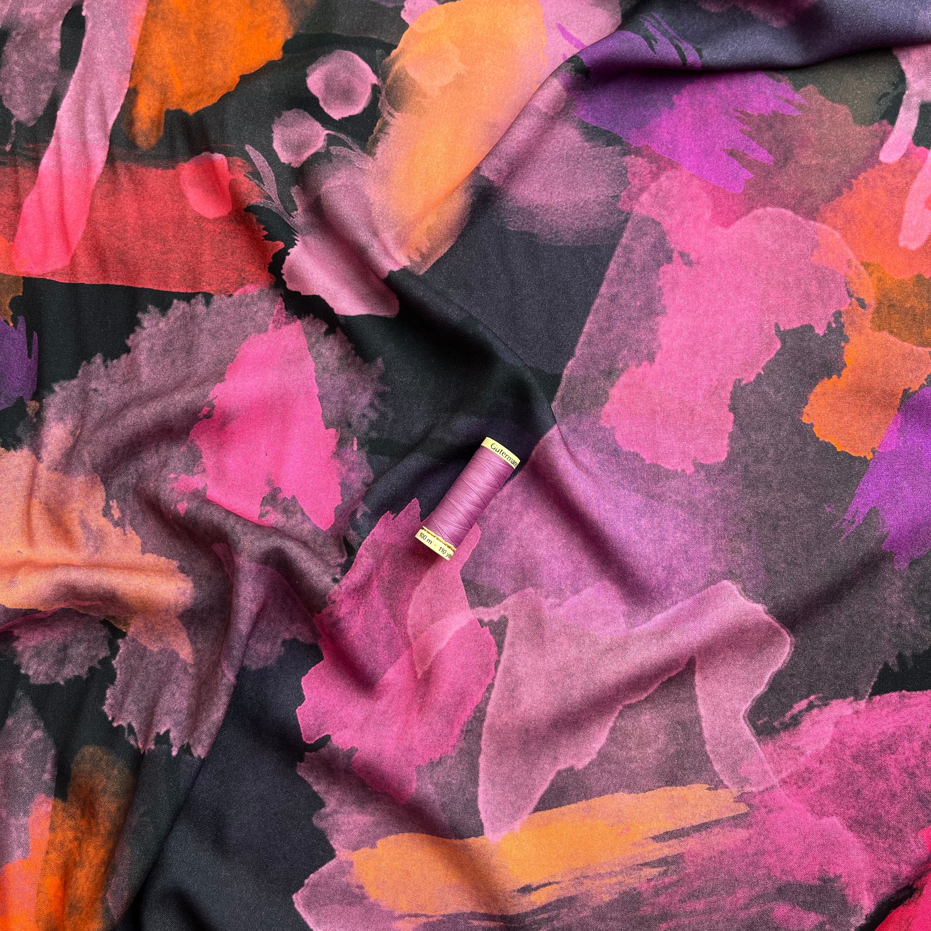 Bold Brushstrokes Viscose Pink with LENZING™ ECOVERO™ fibres
