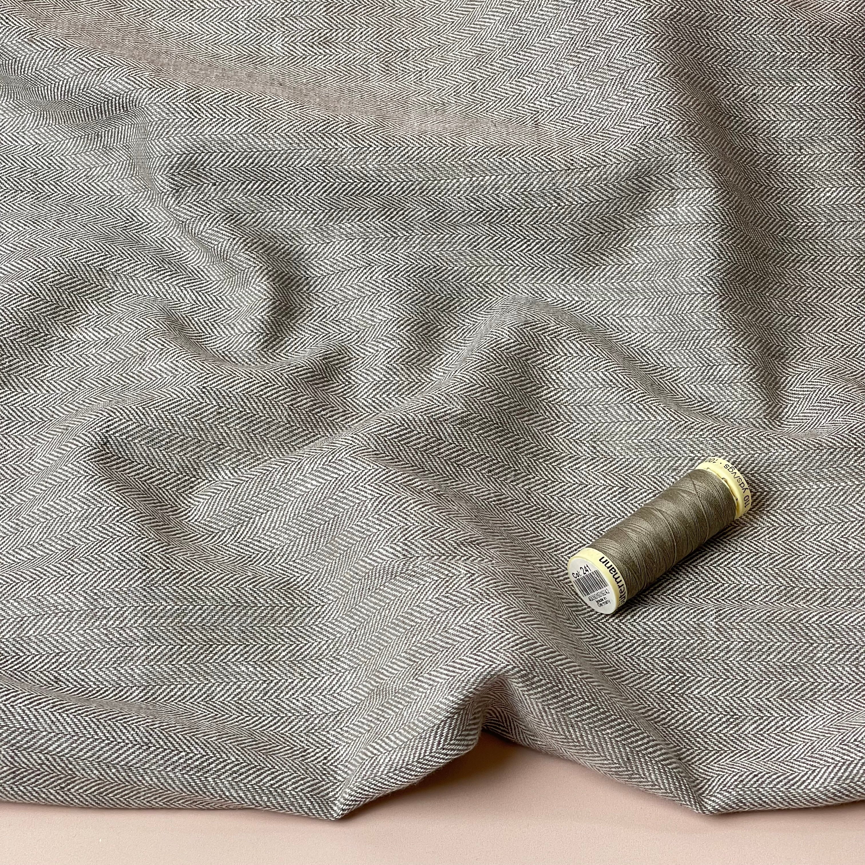 Chevron in Desert Taupe Linen Cotton Twill