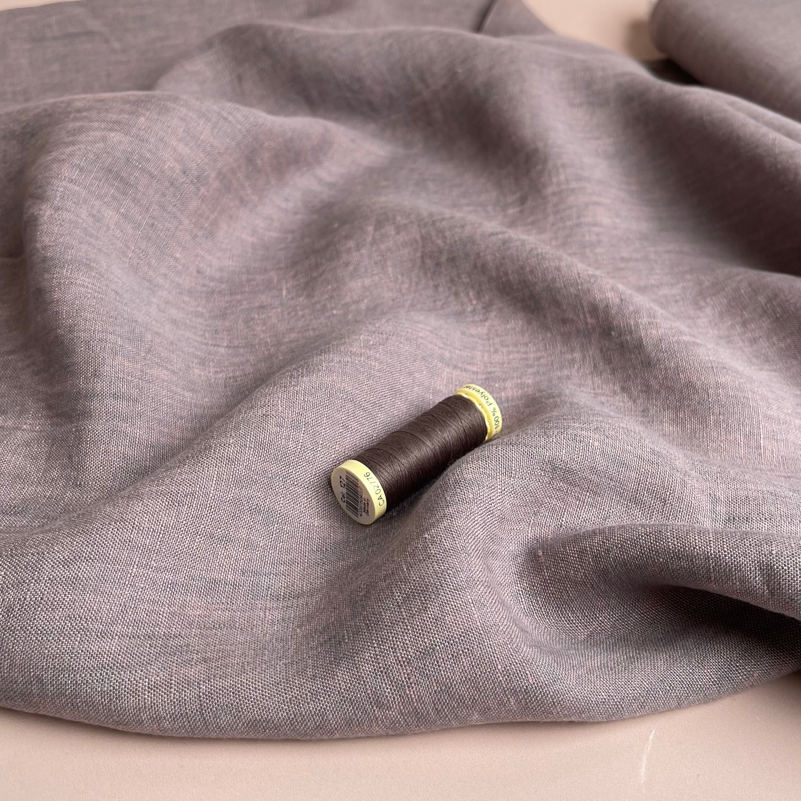 REMNANT 2.86 Metres - Yarn Dyed Pure Linen Fabric in Old Pink Melange