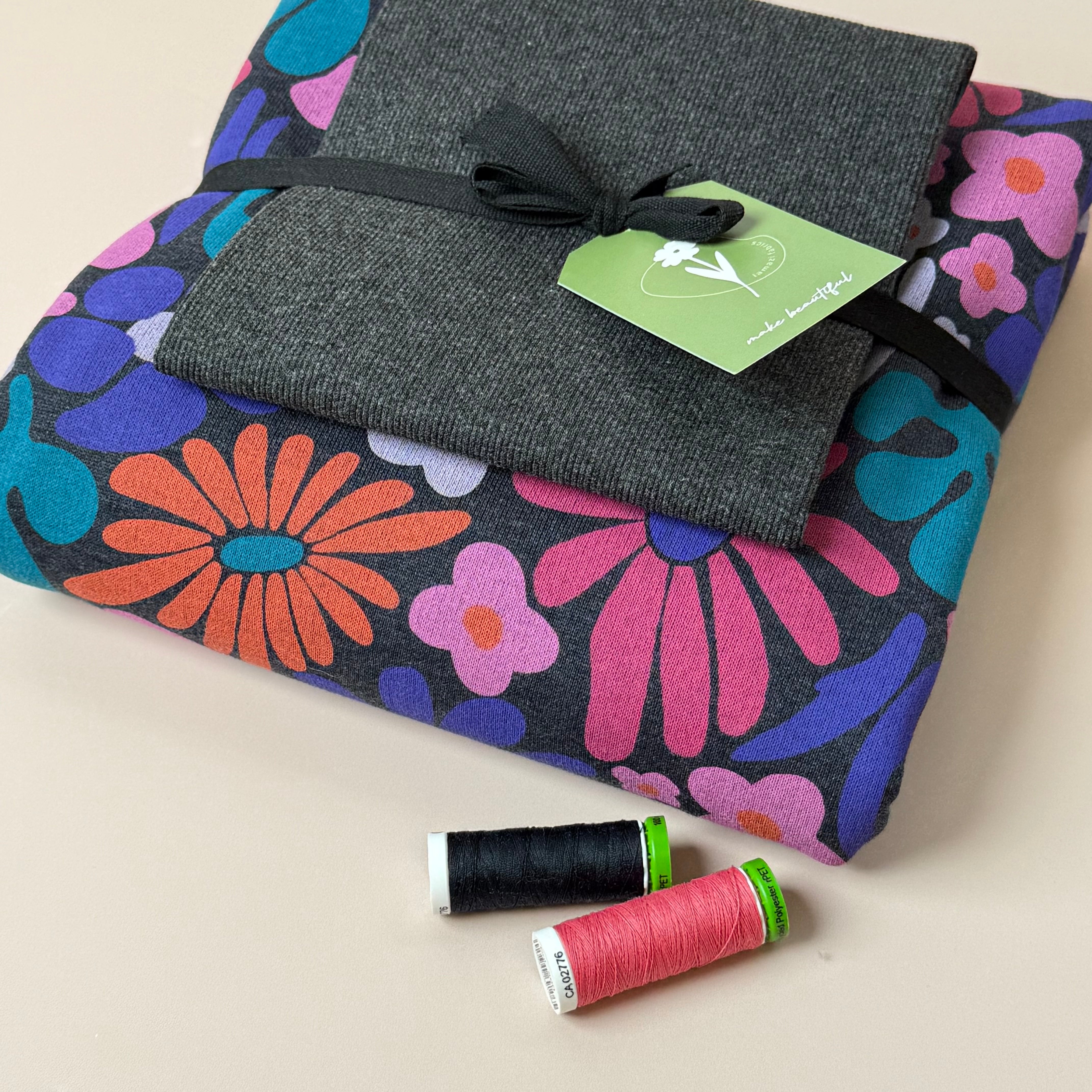 Colour Bundles - Flowers Melange Sweatshirt & Ribbing