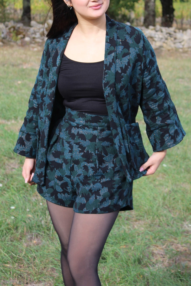 Églantine & Zoé - Green Crocus Jacquard Fabric