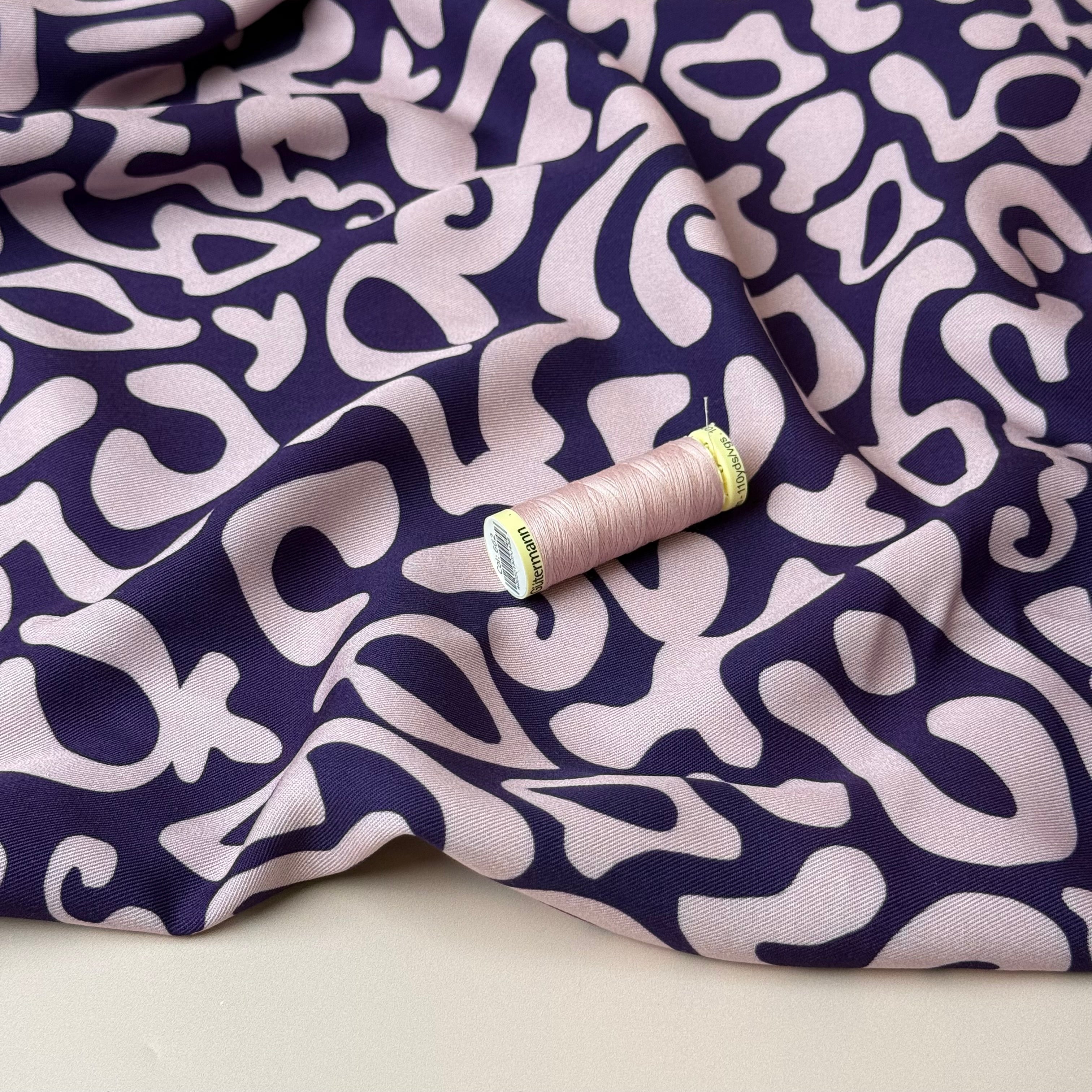 Light & Lush - Purple Swirls Viscose Twill Fabric
