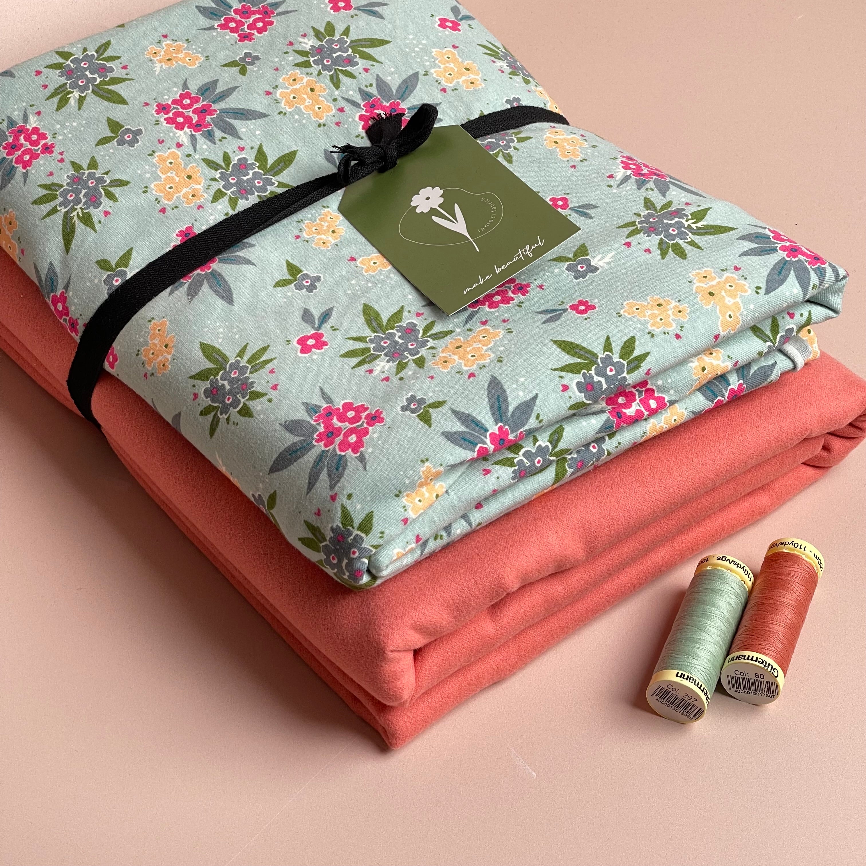 Limited Edition - Luxury Pyjama Kit with Printed Cotton Jersey and Pink Clay Flannel