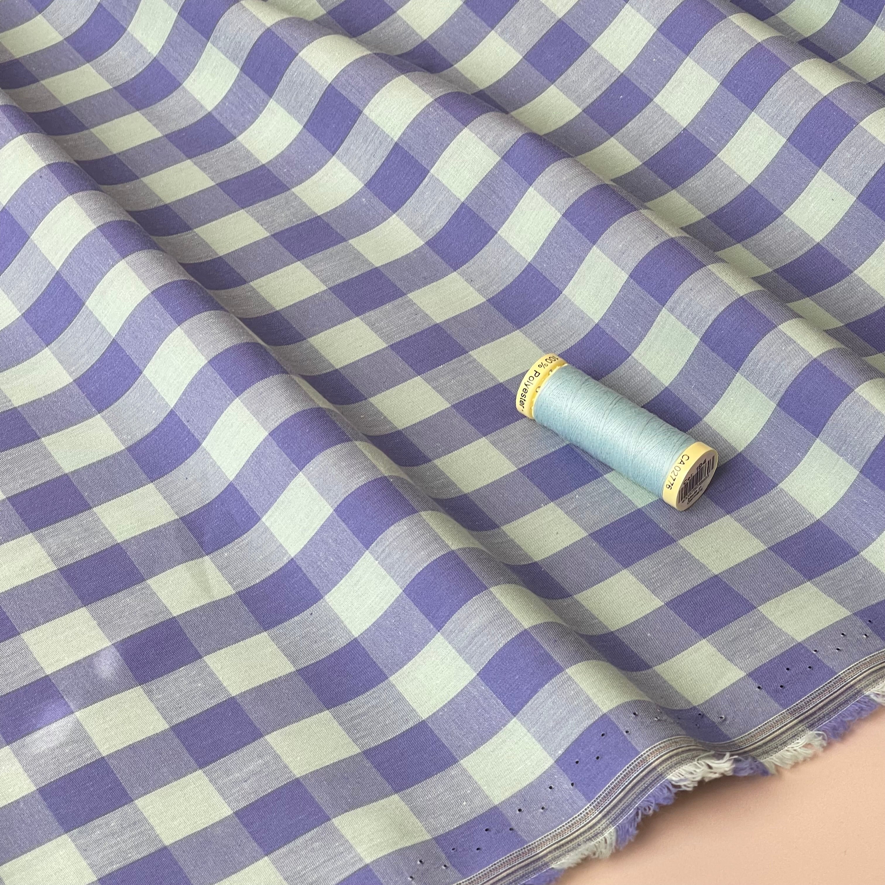 Yarn Dyed Purple & Aqua Gingham Cotton Fabric
