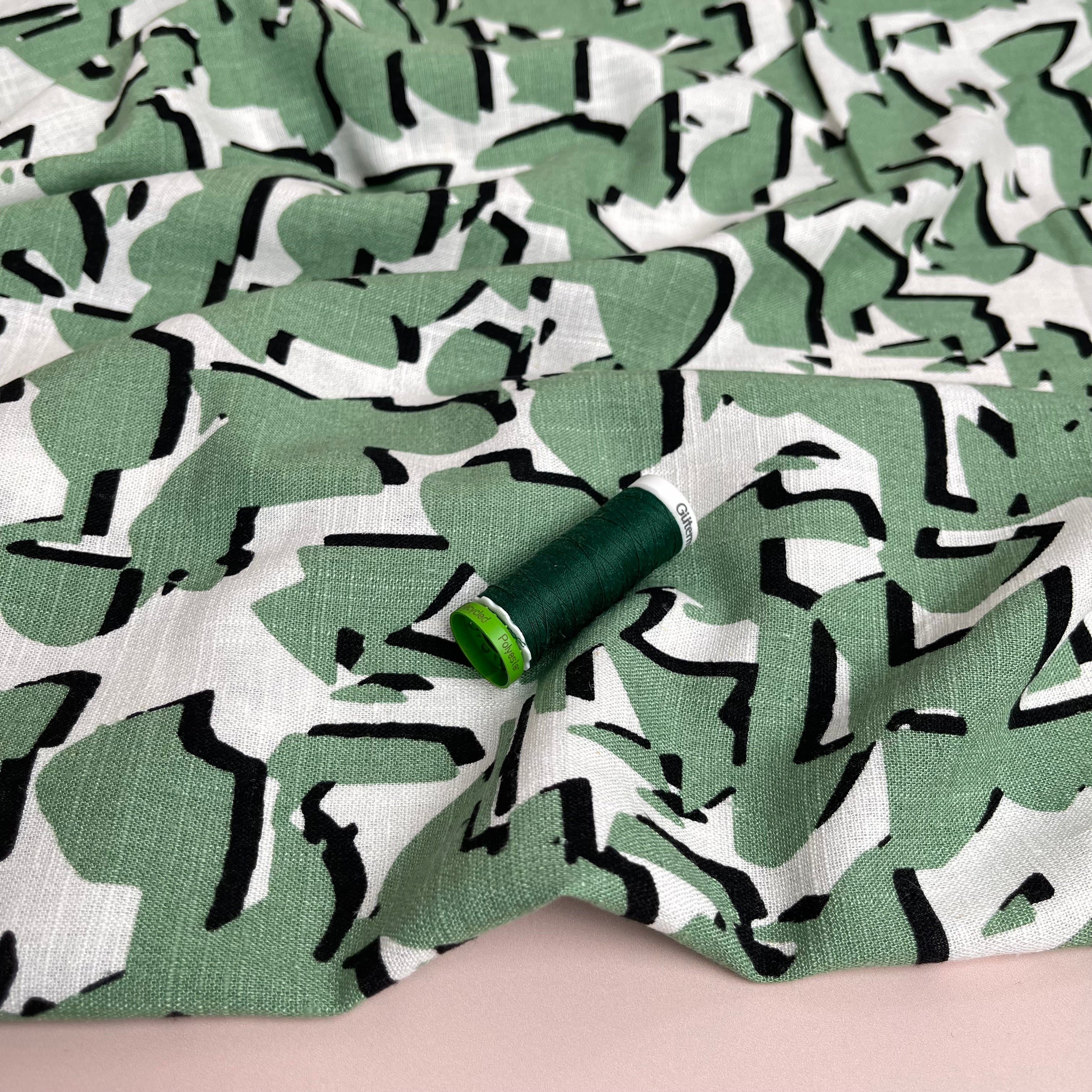 Shapes Green Linen Viscose Blend Fabric