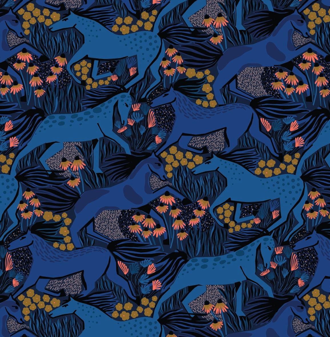 Cloud 9 Fabrics - Wild Horses from Wildscape Modal Rayon