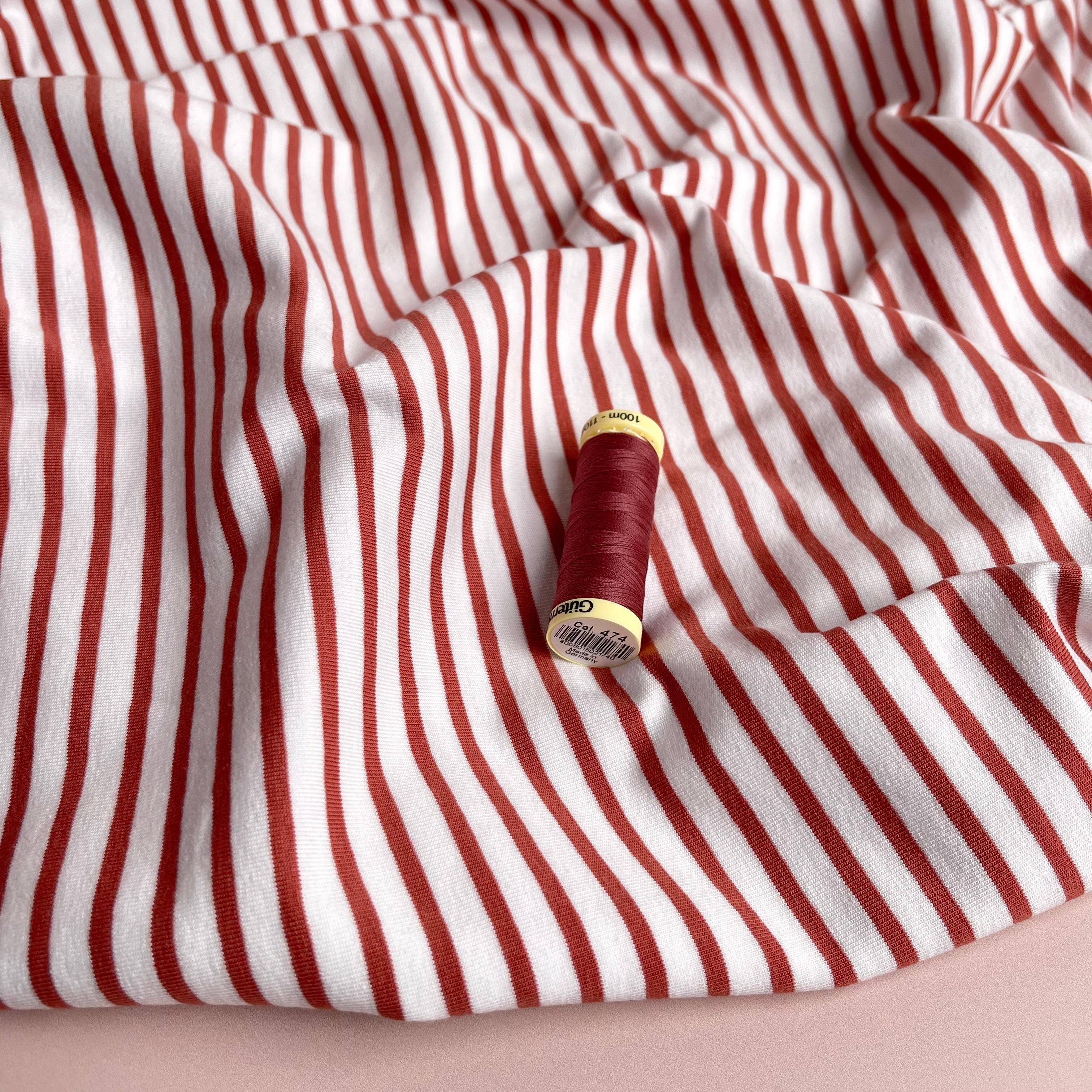 Deadstock Yarn Dyed Aragon Brown Stripes Cotton Jersey