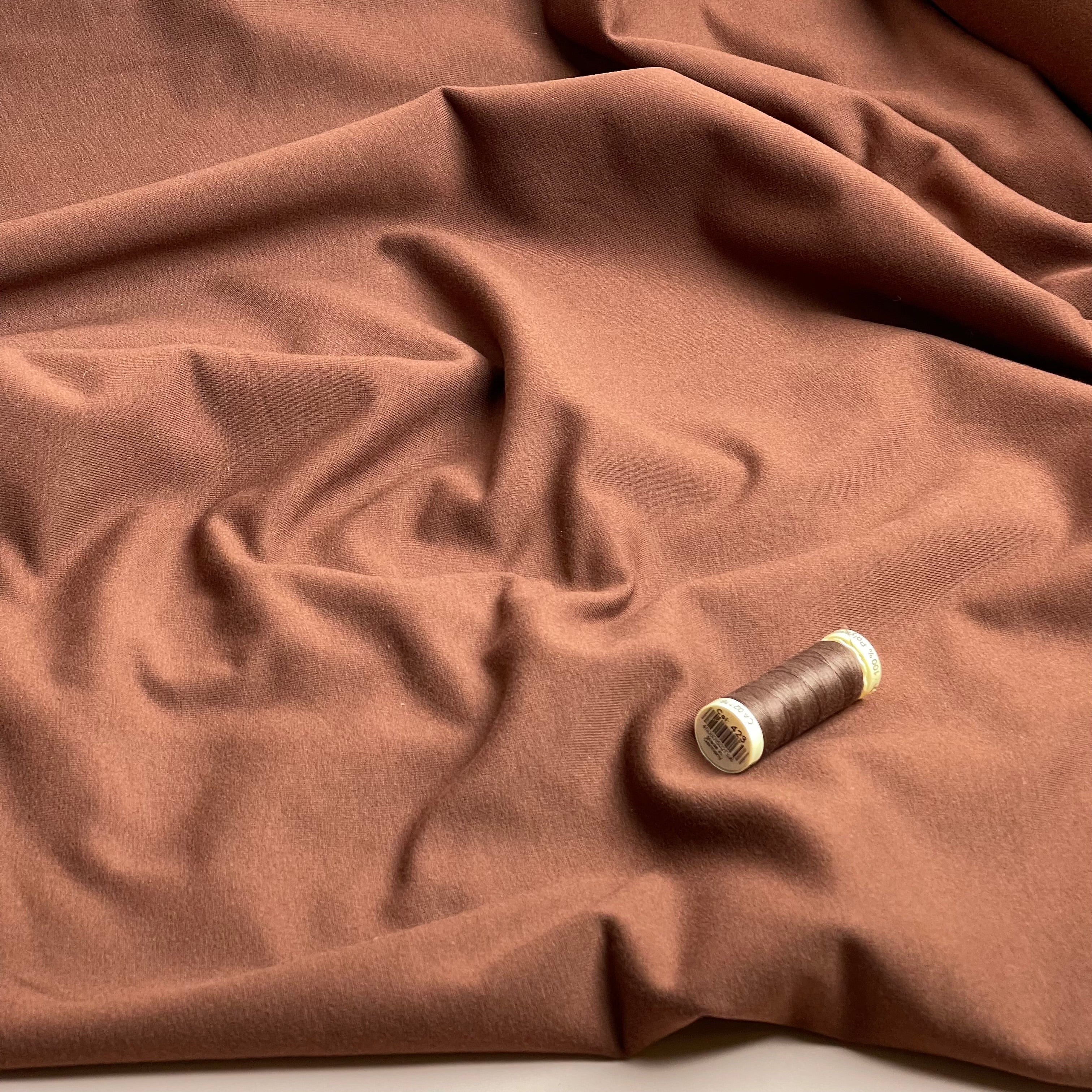 REMNANT 0.47 Metre - Brushed Cotton Sweat-shirting in Brown