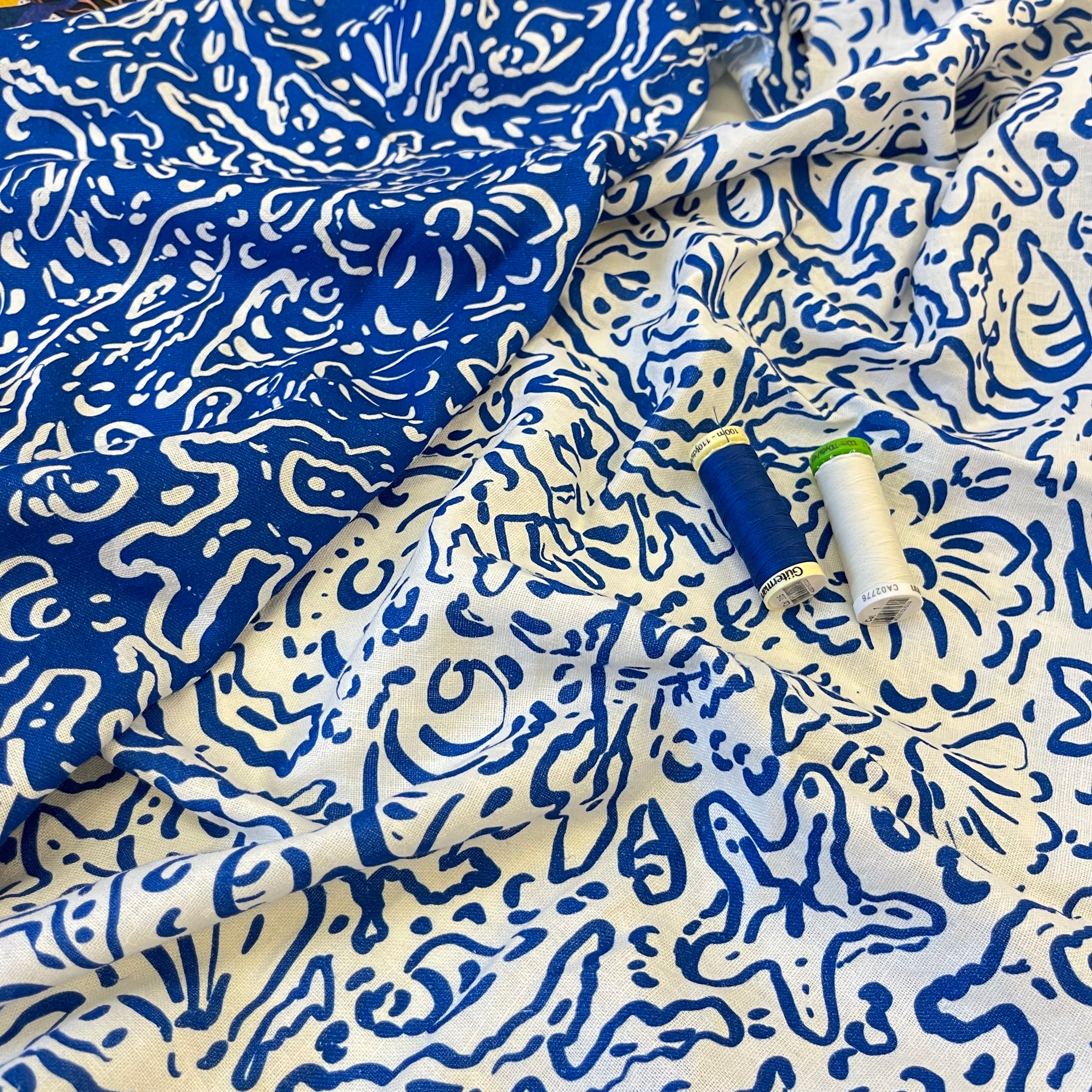 Adventure - Sealife Off-White Linen Viscose Blend Fabric