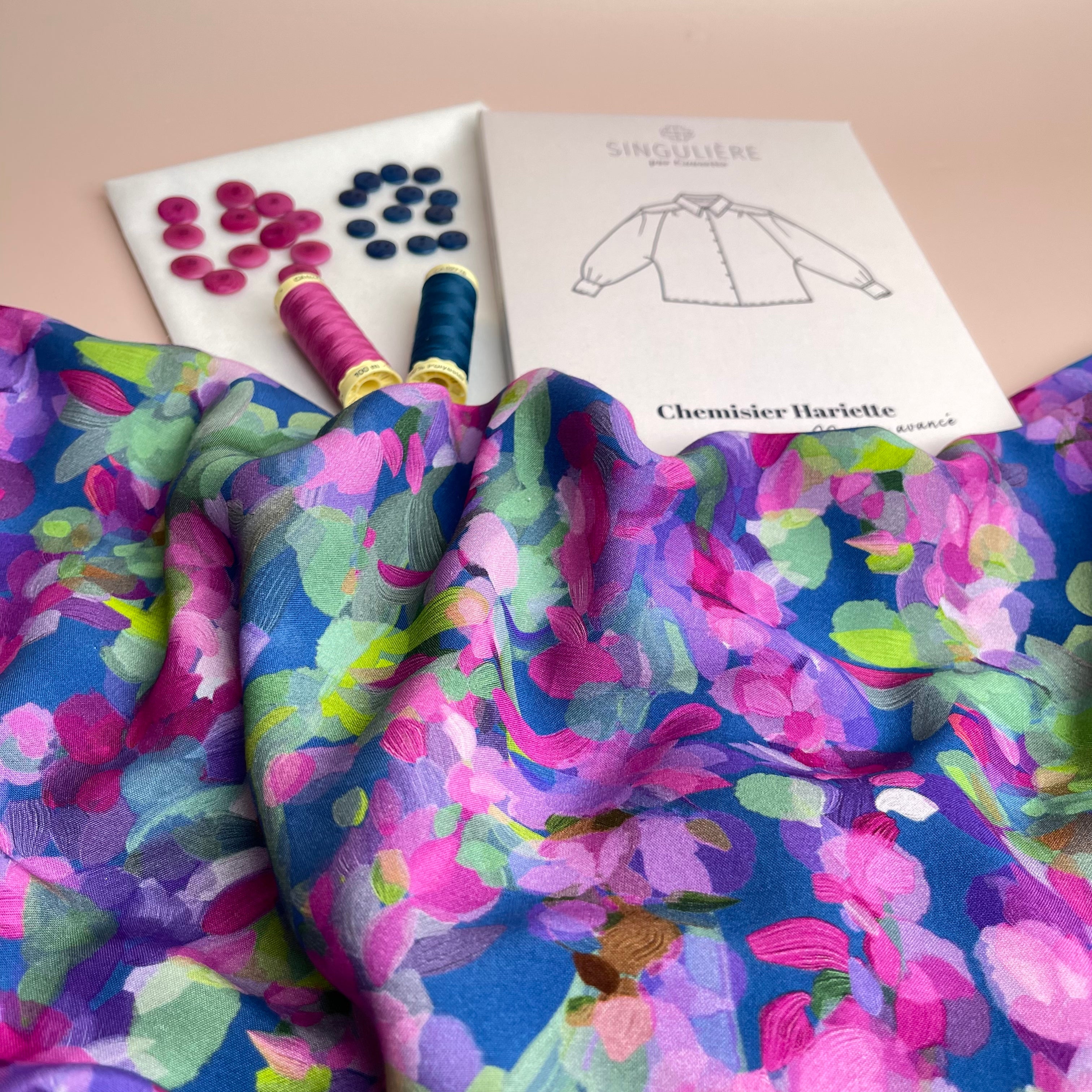 Sewing Kit - Hariette Blouse in Lupine Petals Blue EcoVero Viscose