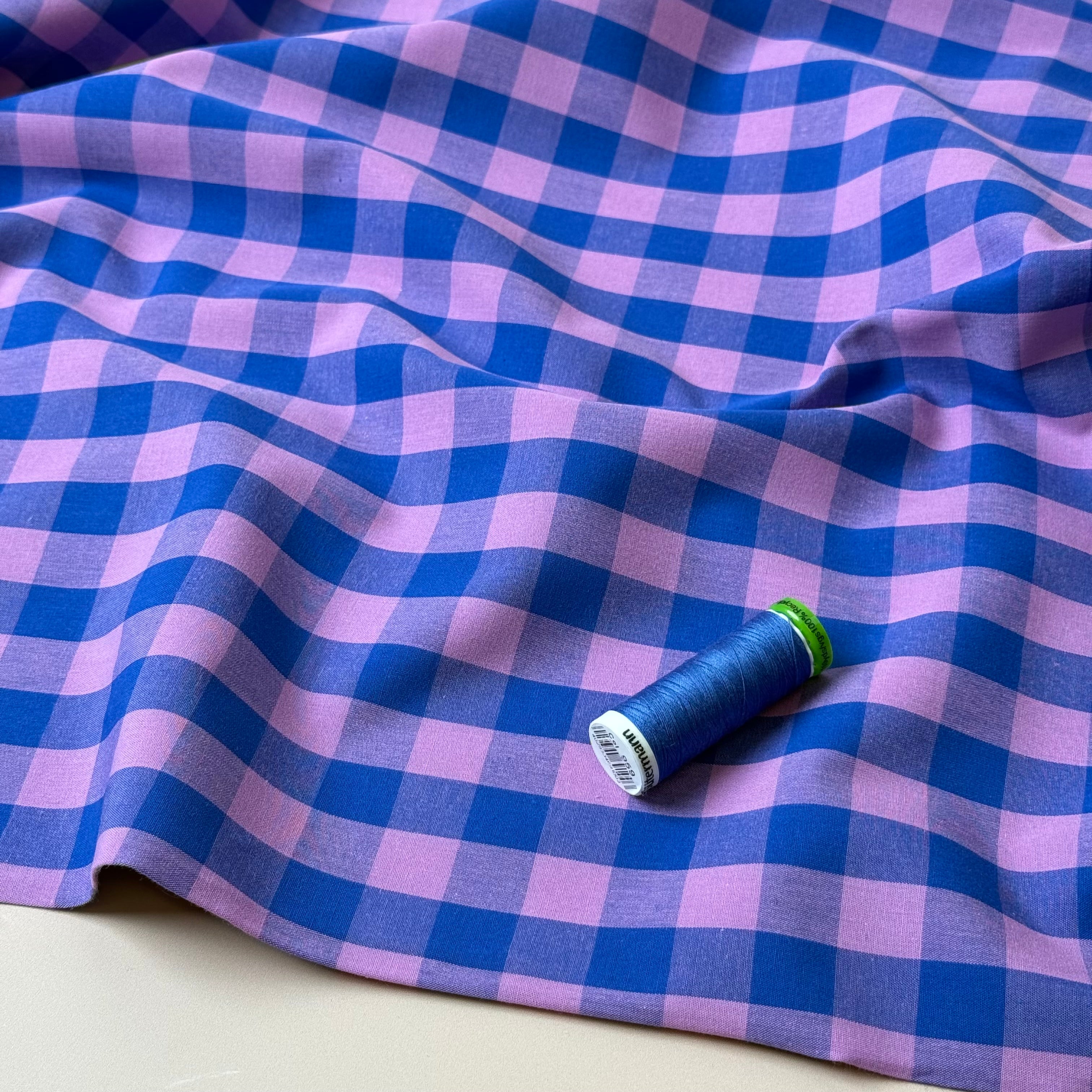 Yarn Dyed French Mauve Gingham Cotton Fabric