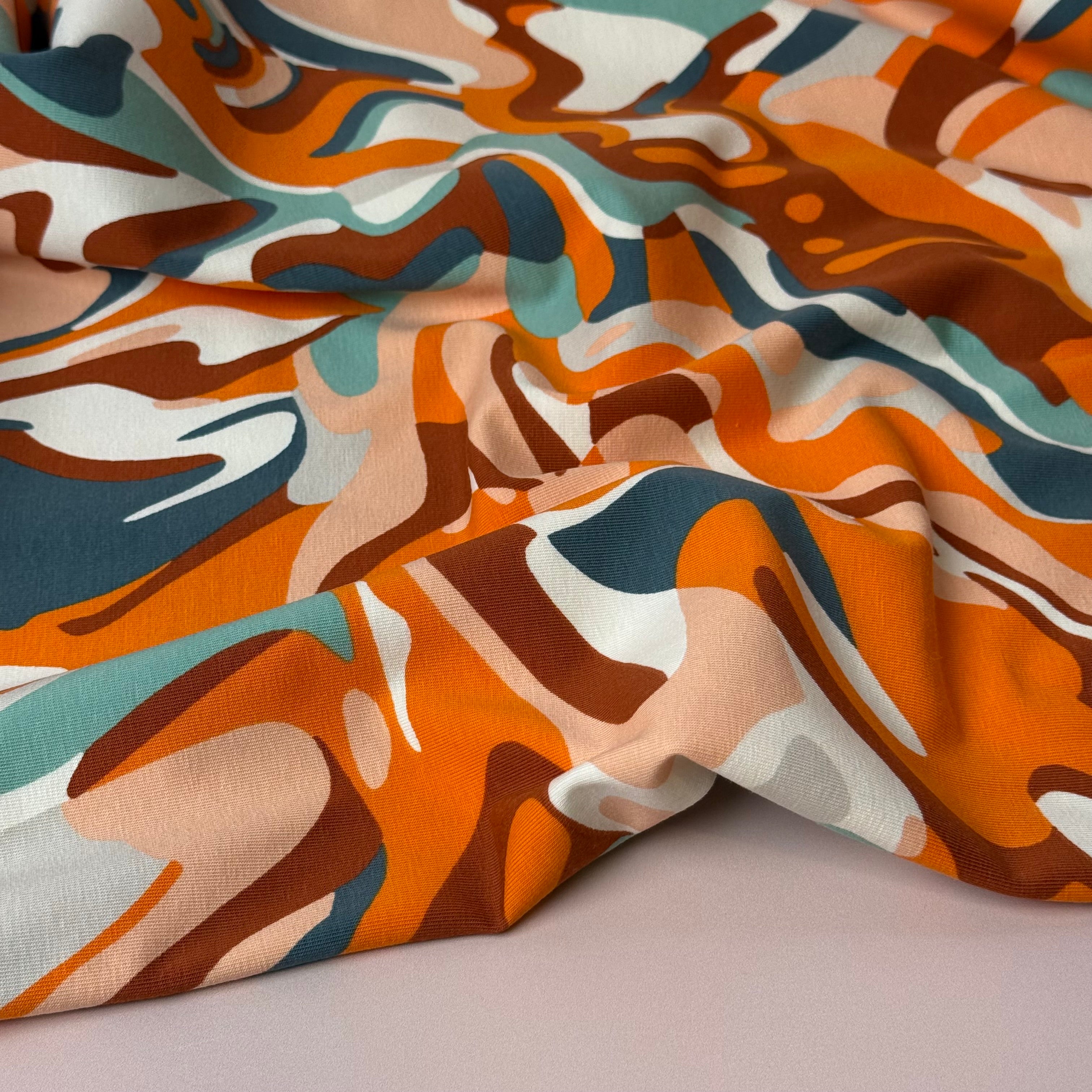 Autumn Swirls Cotton Jersey Fabric