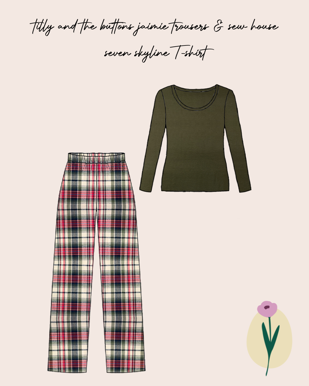 Limited Edition - Luxury Pyjama Kit with Red & Khaki Checked Cotton Flannel and Jersey
