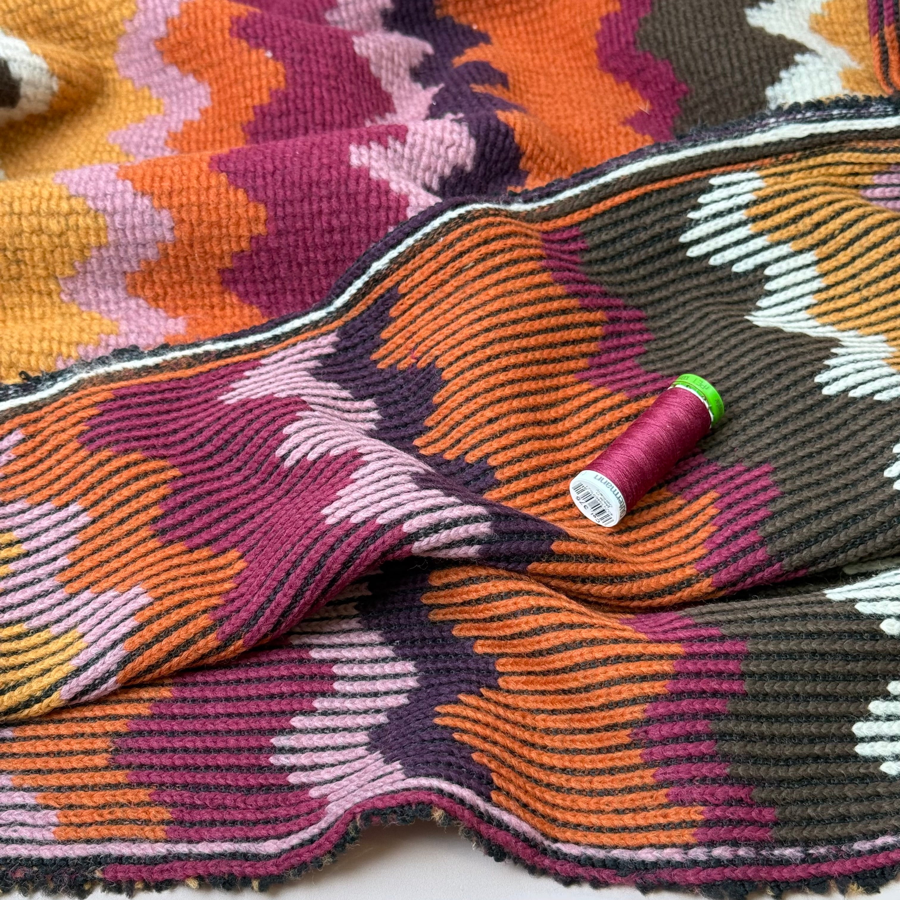 Jewel Zigzags Wool Blend Knitted Fabric