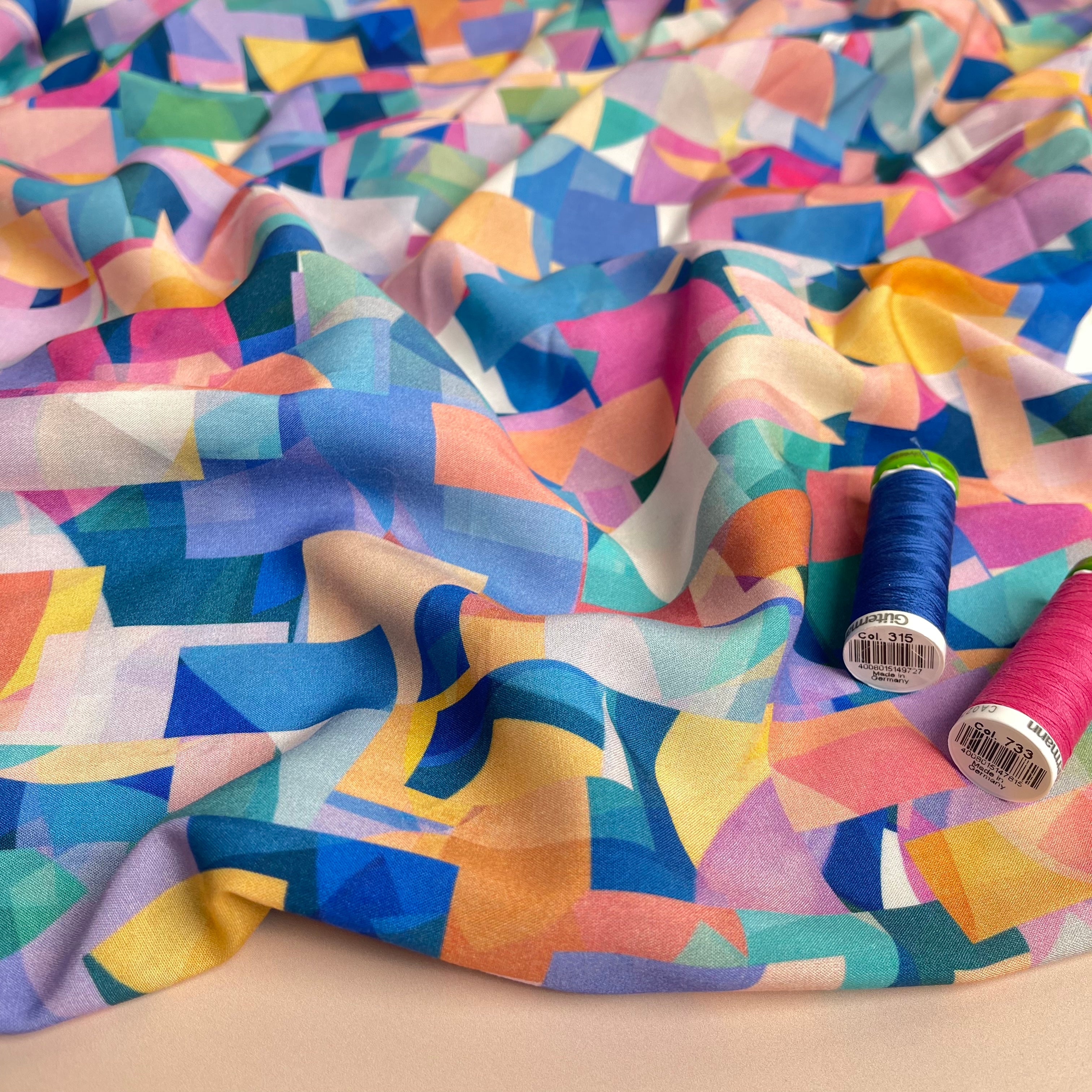 Summer Party - Seaglass Blue Viscose Fabric