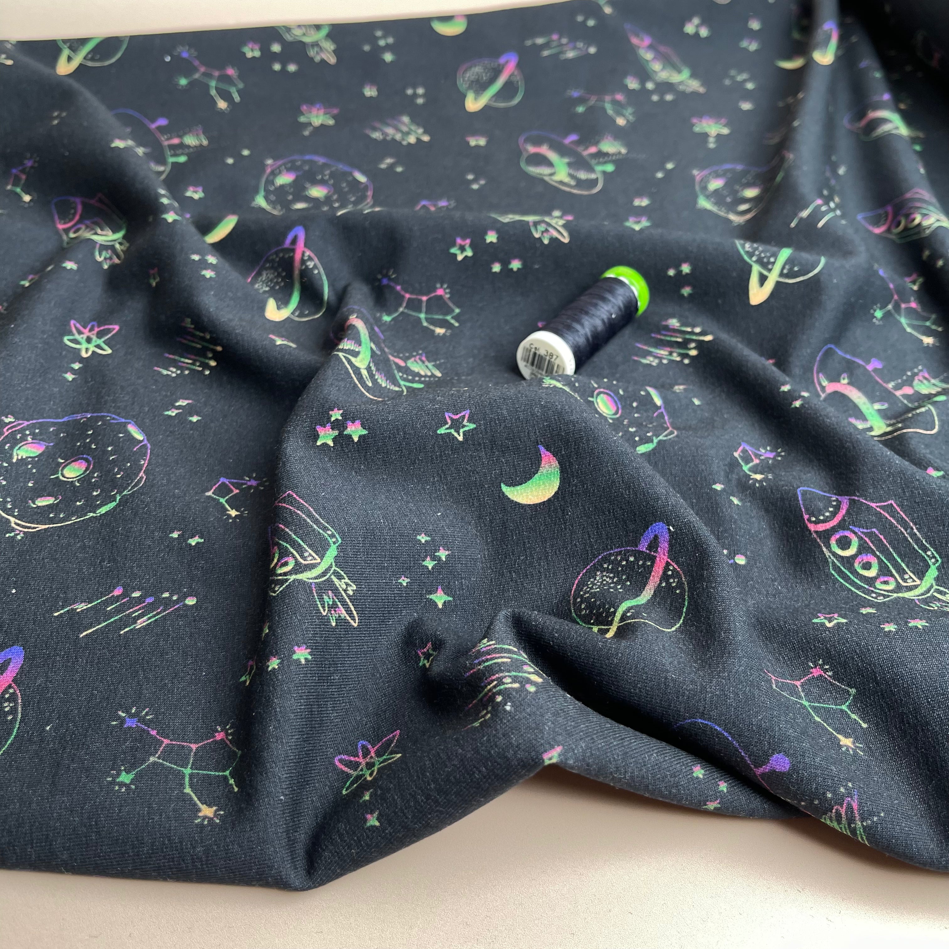Space Dark Navy Cotton French Terry