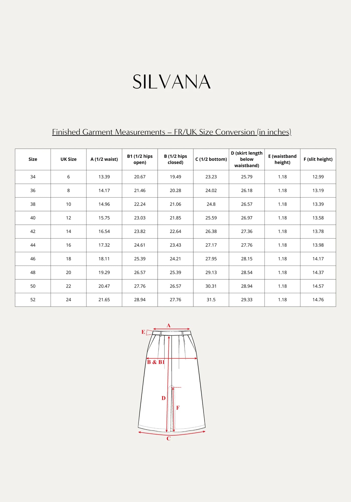 Maison Fauve - SILVANA Skirt Paper Sewing Pattern