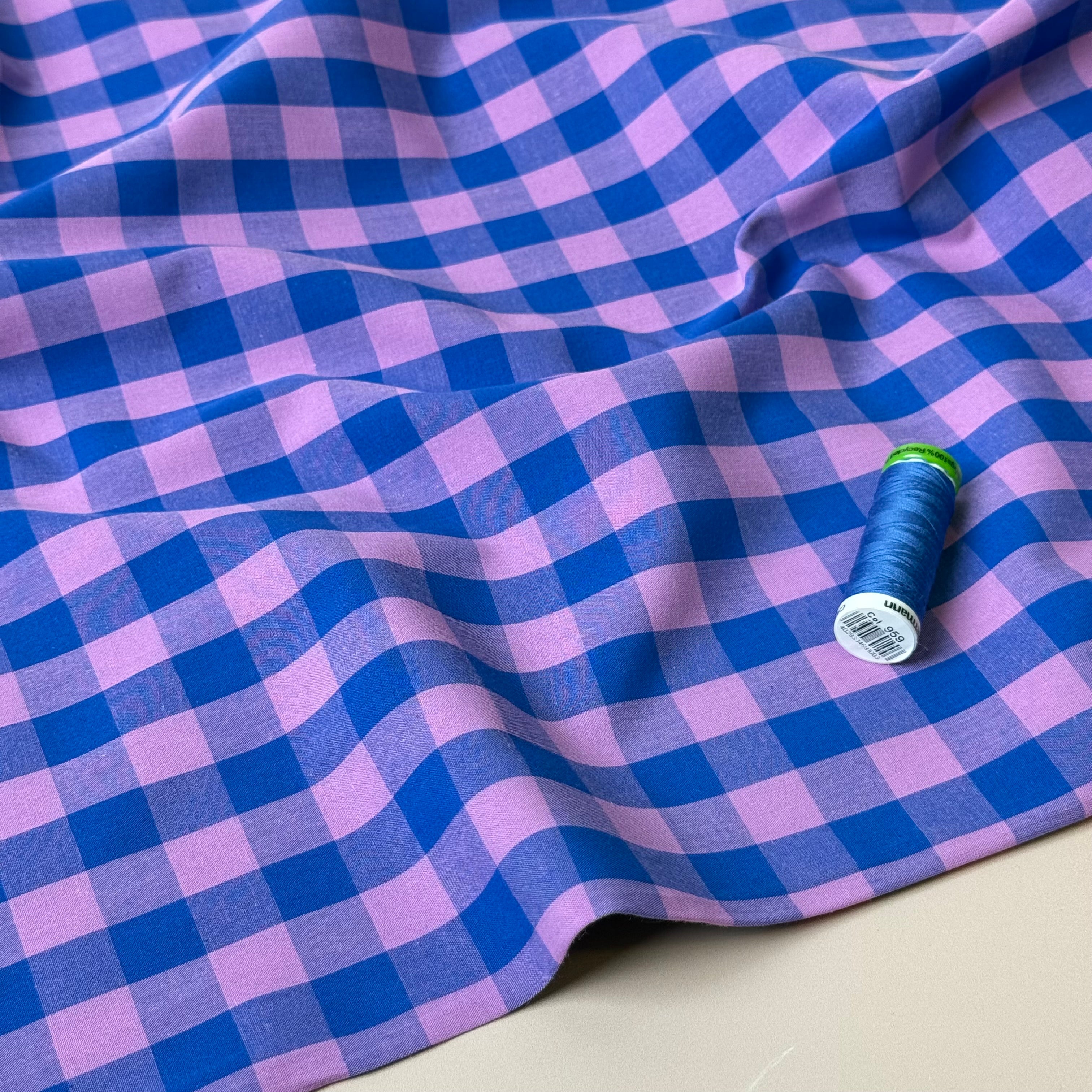 Yarn Dyed French Mauve Gingham Cotton Fabric