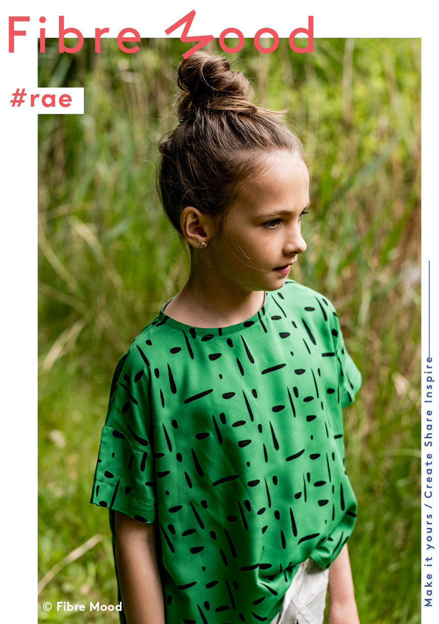 REMNANT 0.2 Metre - Fibre Mood Dashes and Dots Green ECOVERO™ Viscose