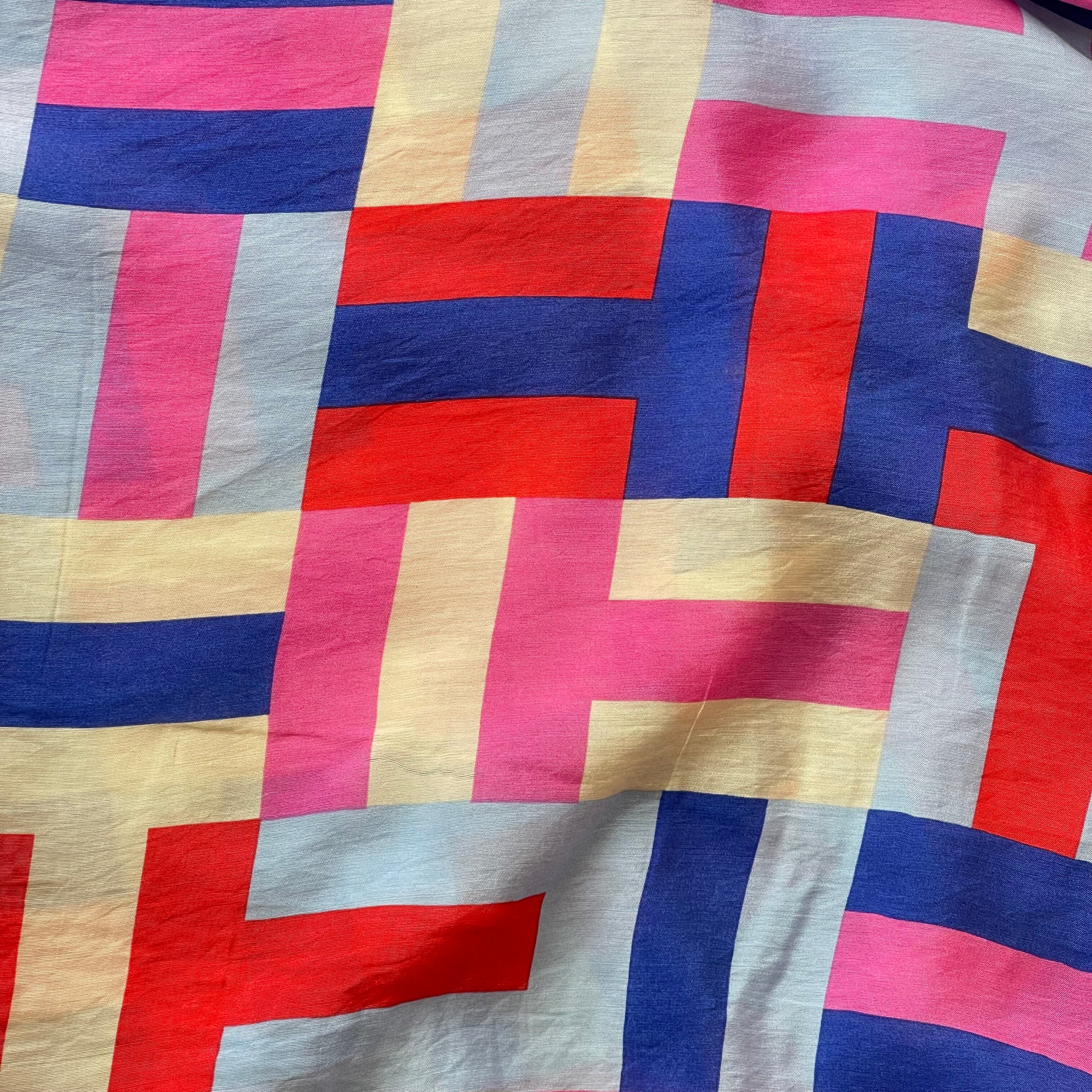Multicolour Maze Viscose Blend Fabric