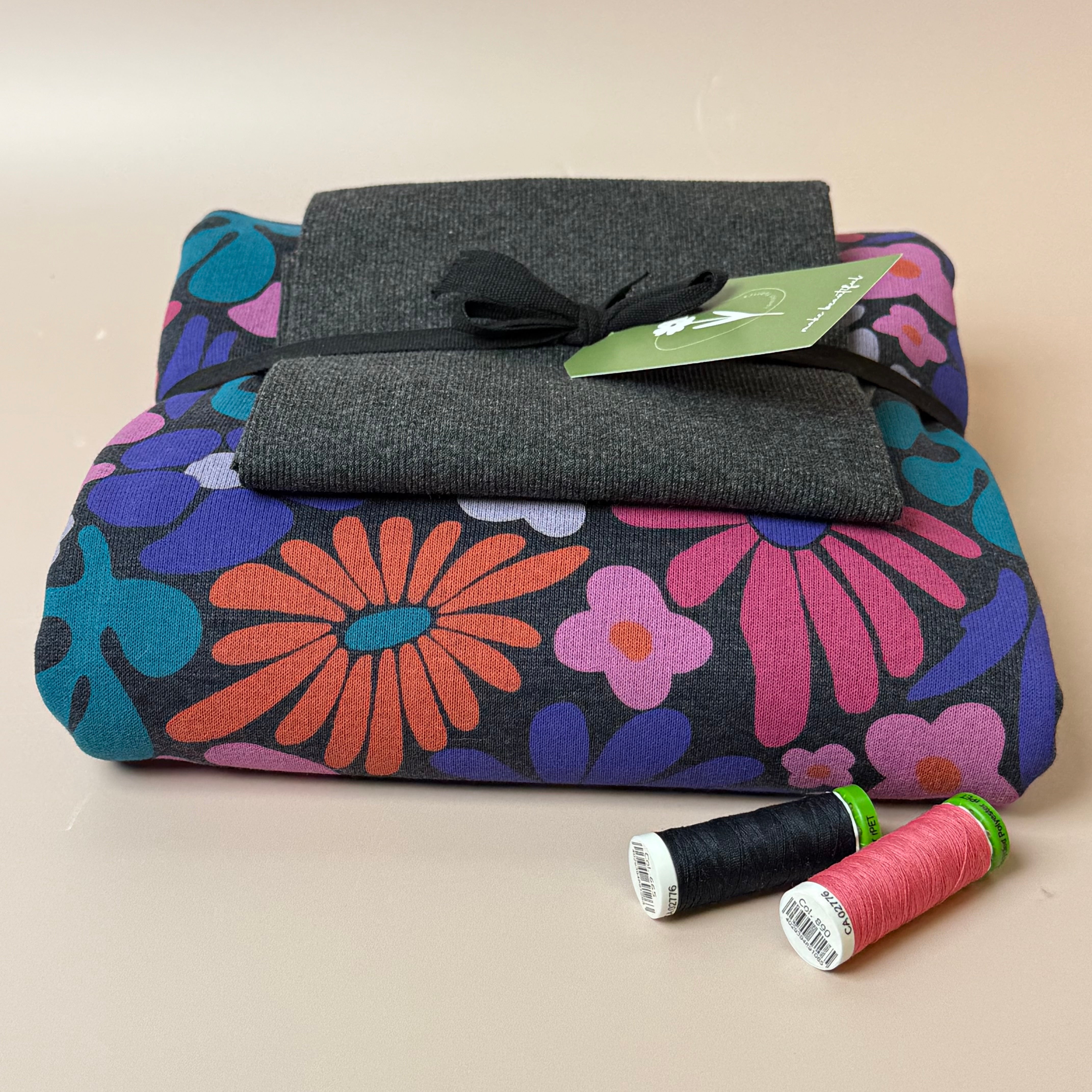 Colour Bundles - Flowers Melange Sweatshirt & Ribbing
