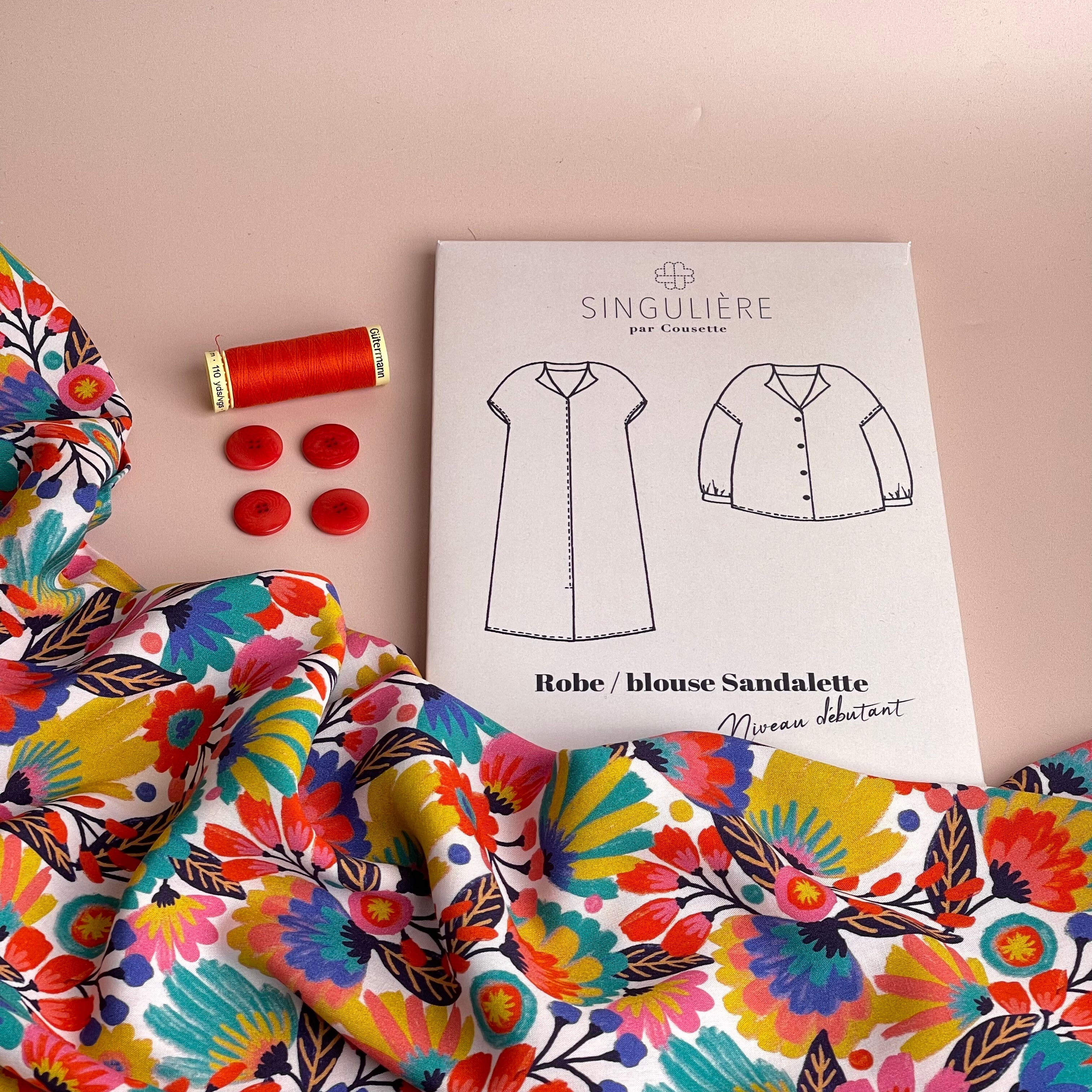 Sewing Kit - Sandalette Blouse and Dress in Phoenix Flowers Viscose