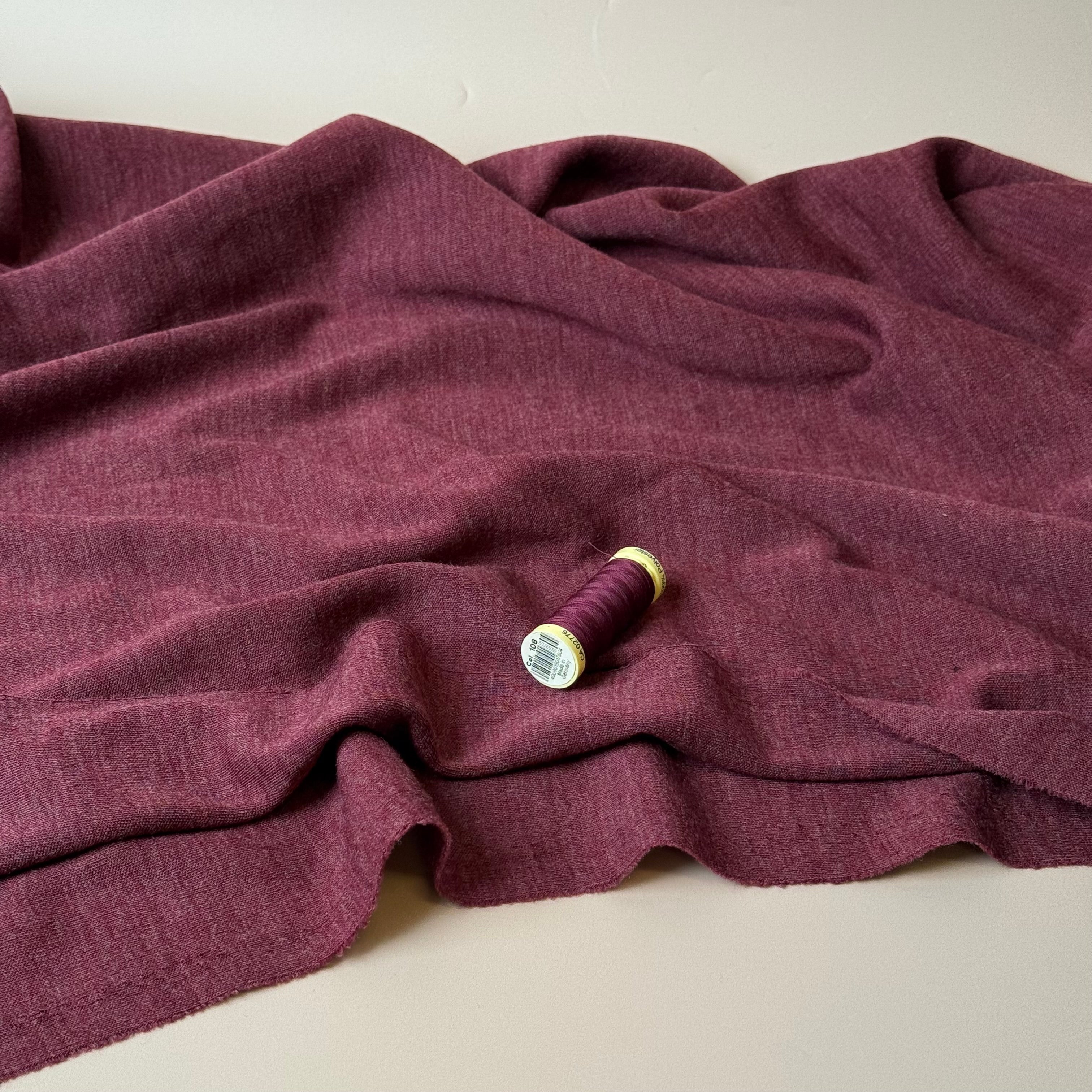 Pure Merino Wool Sweater Knit in Burdeaux Melange