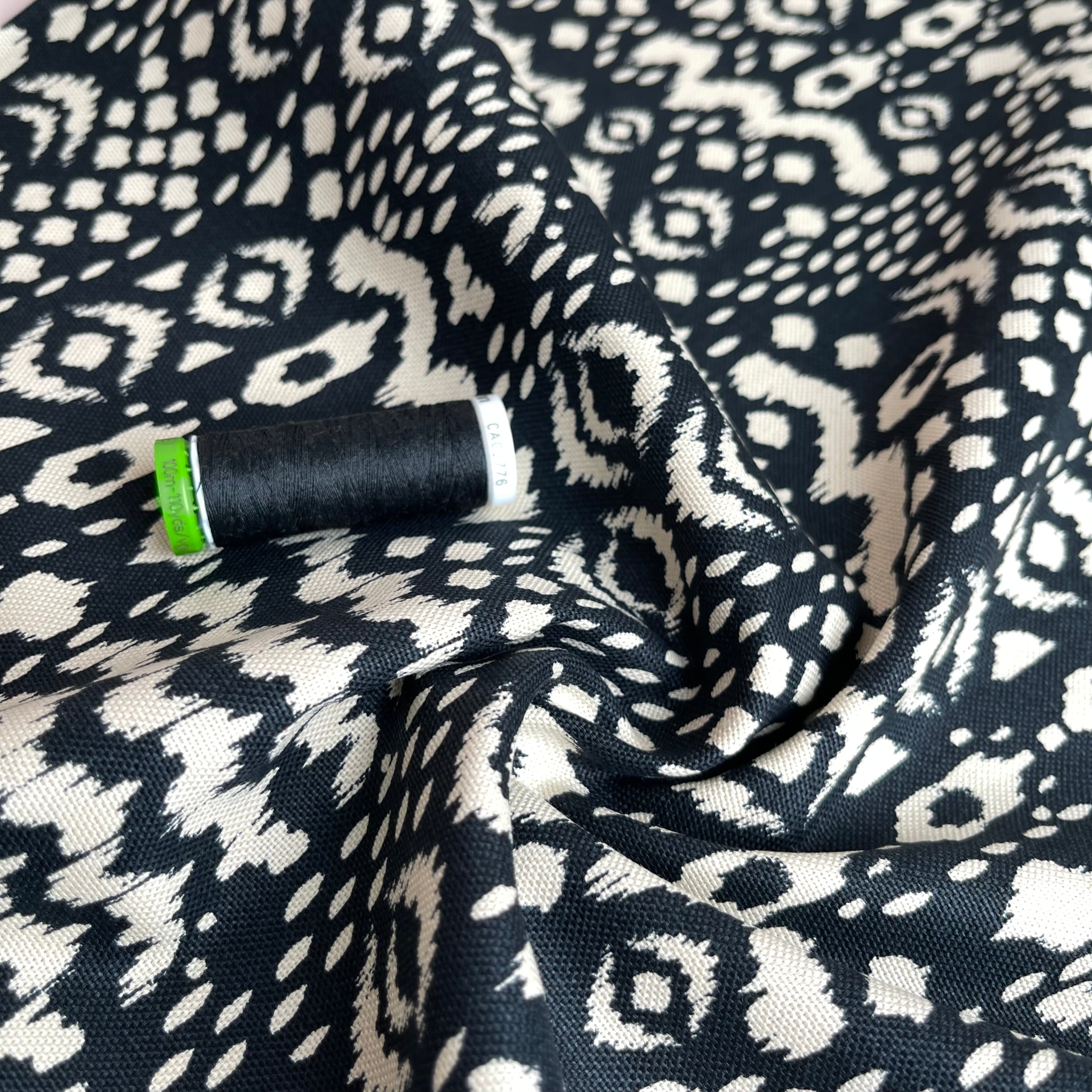 REMNANT 0.45 Metre - Bohemian in Black Cotton Canvas