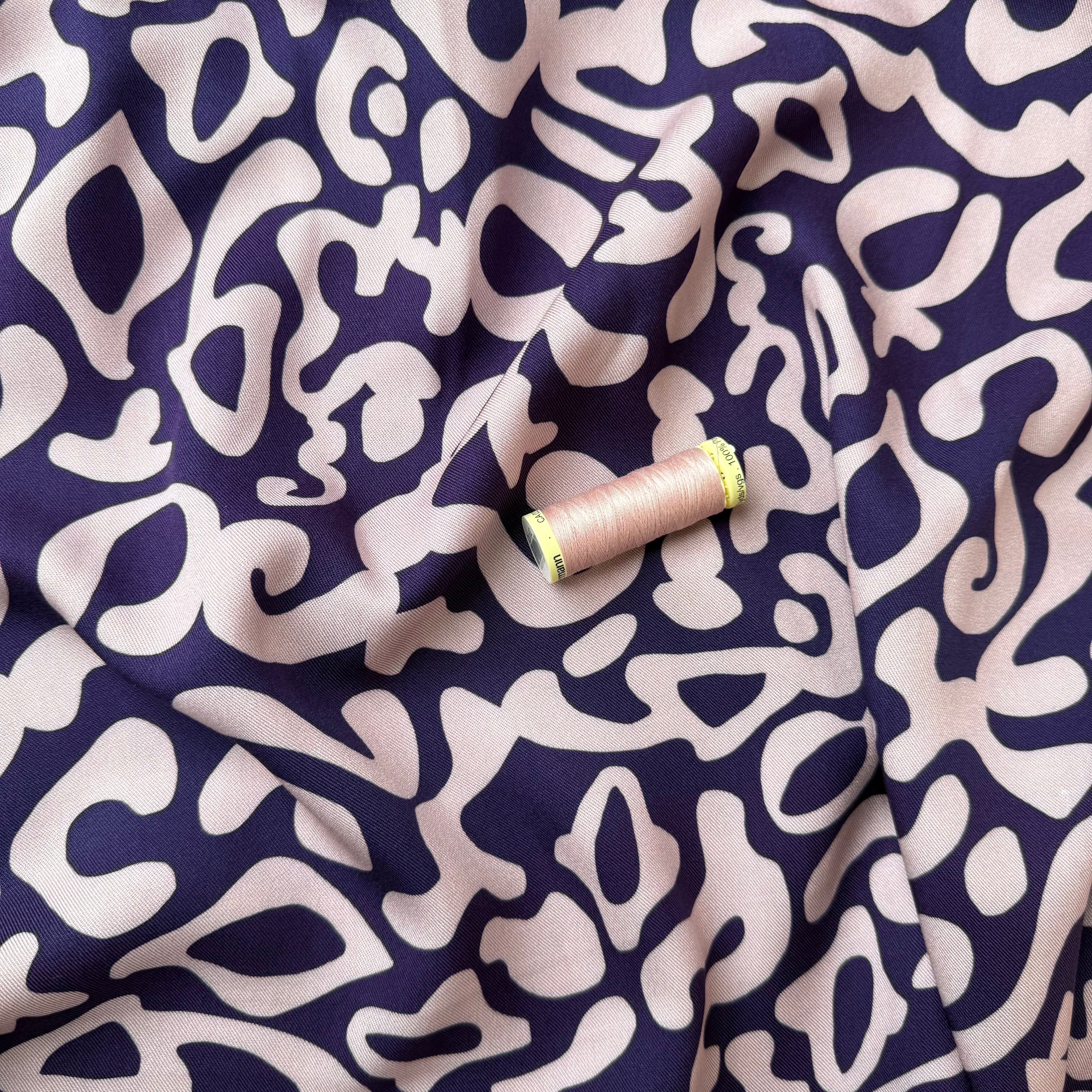 Light & Lush - Purple Swirls Viscose Twill Fabric
