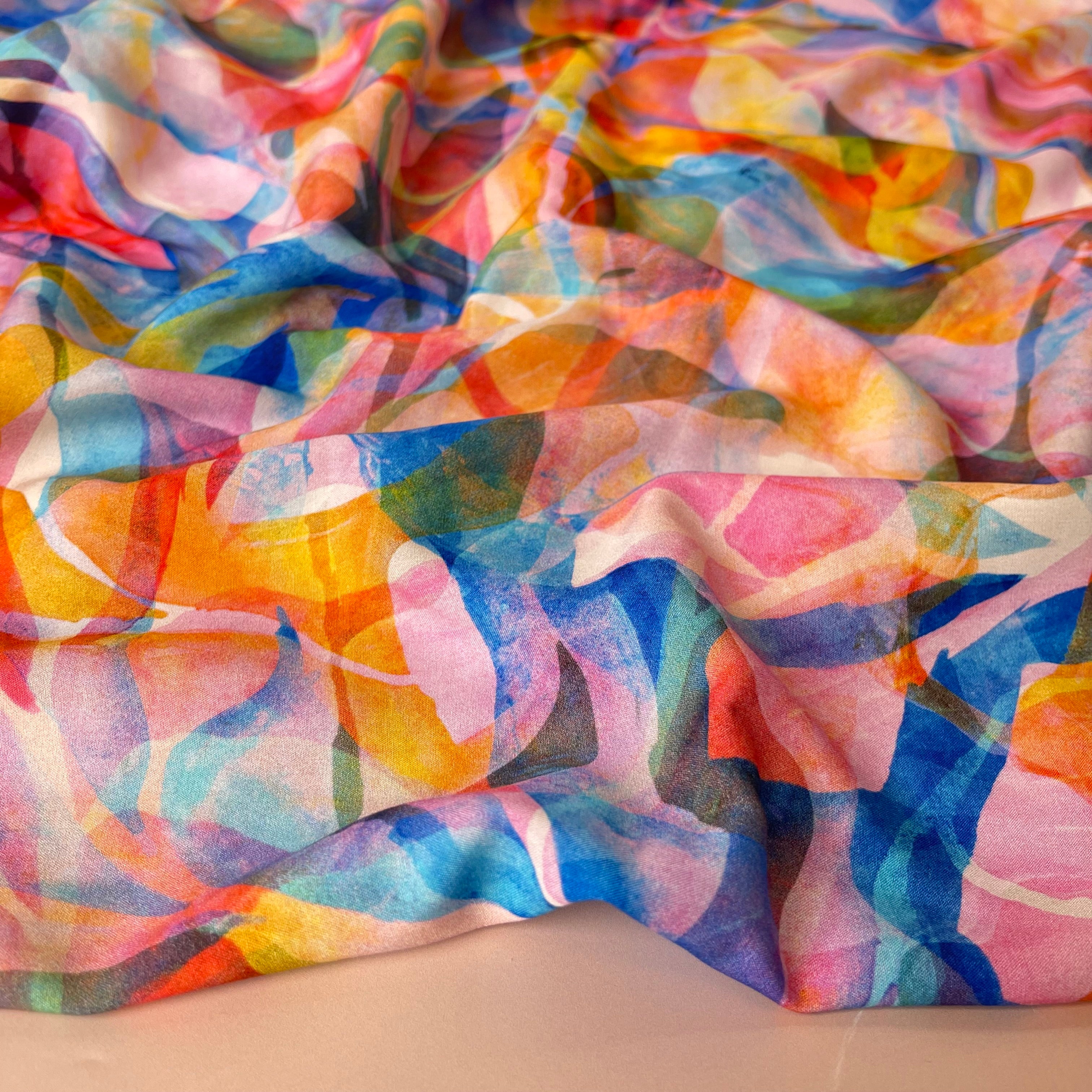 Summer Party - Painted Foliage Sunrise Original Viscose Fabric